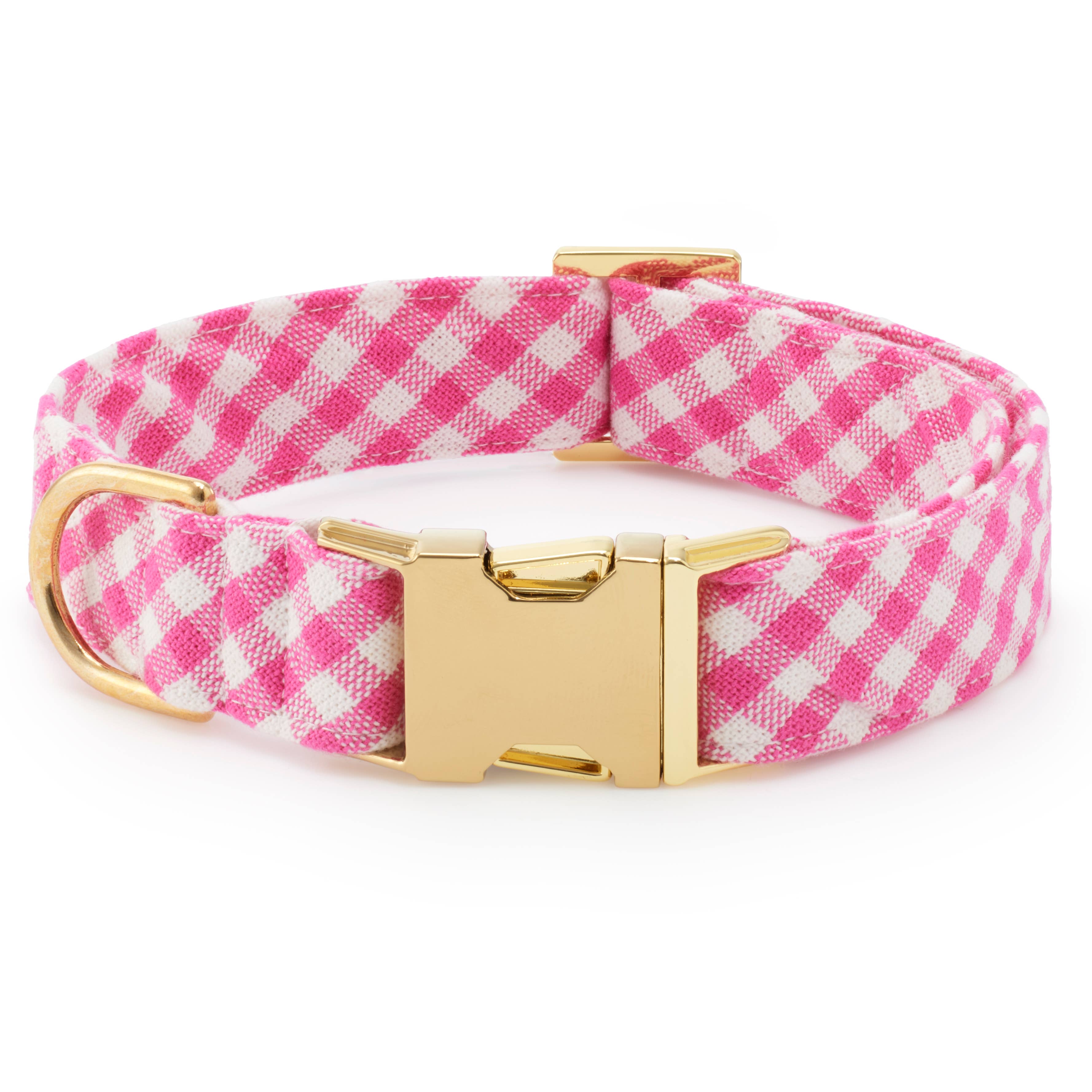 Hot Pink Gingham Dog Collar: S