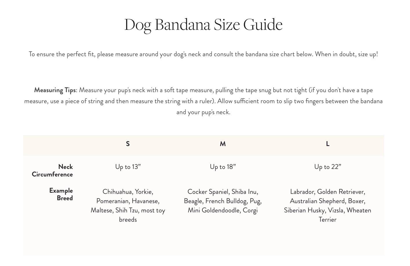 Peaches and Cream Dog Bandana: Small
