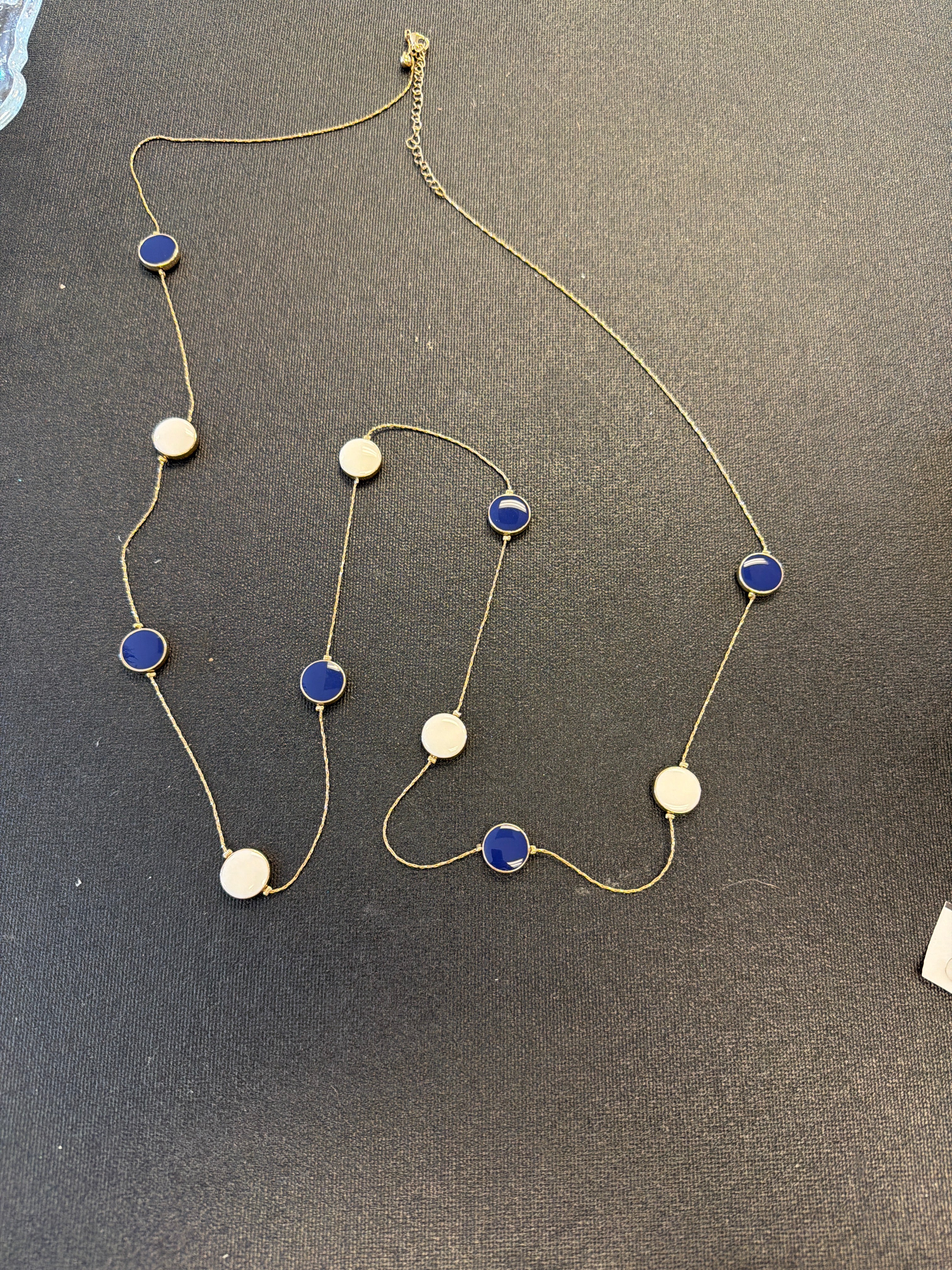 Blue and White Station Necklace