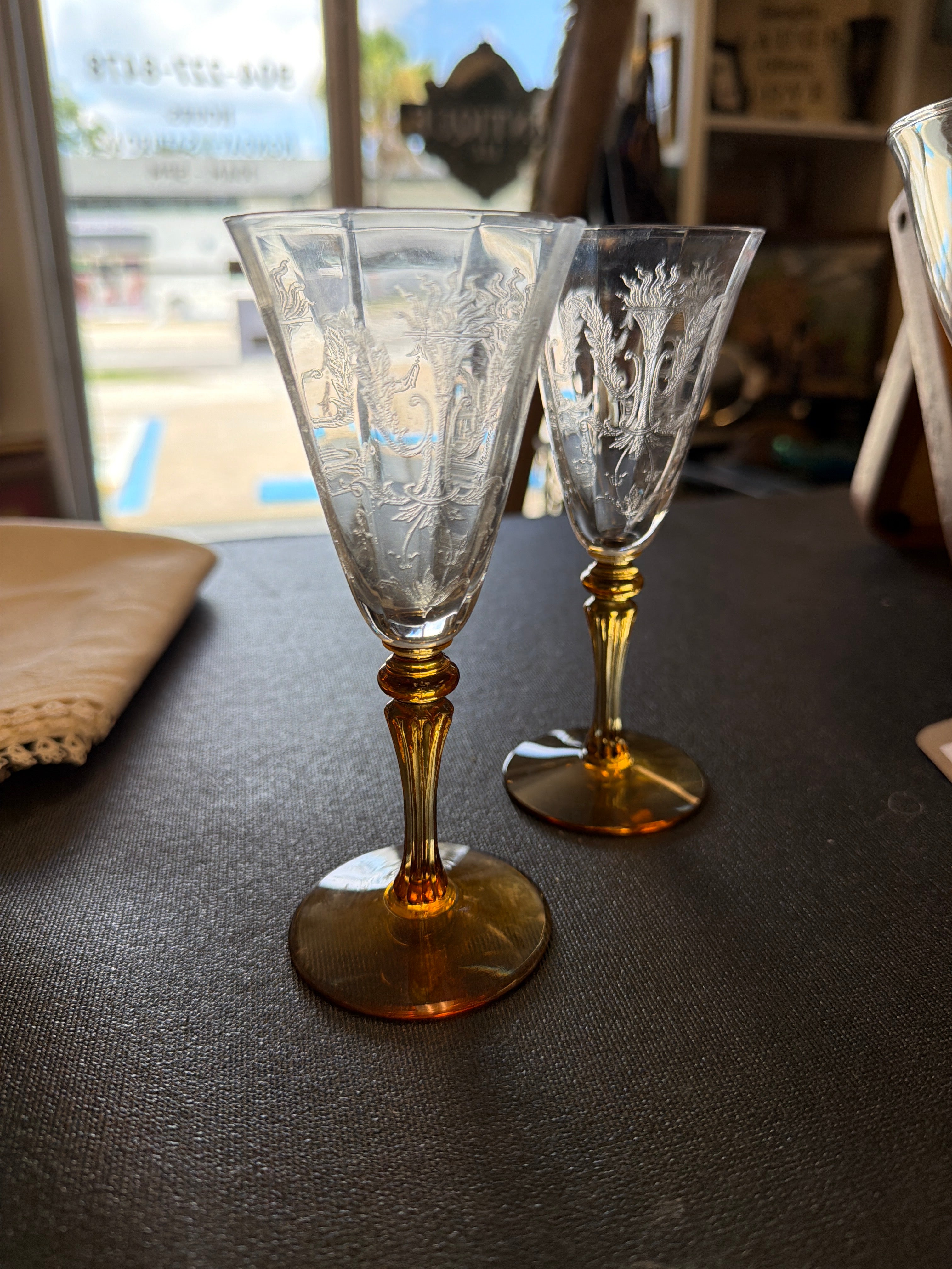 Tiffin Glass Company wine goblets
