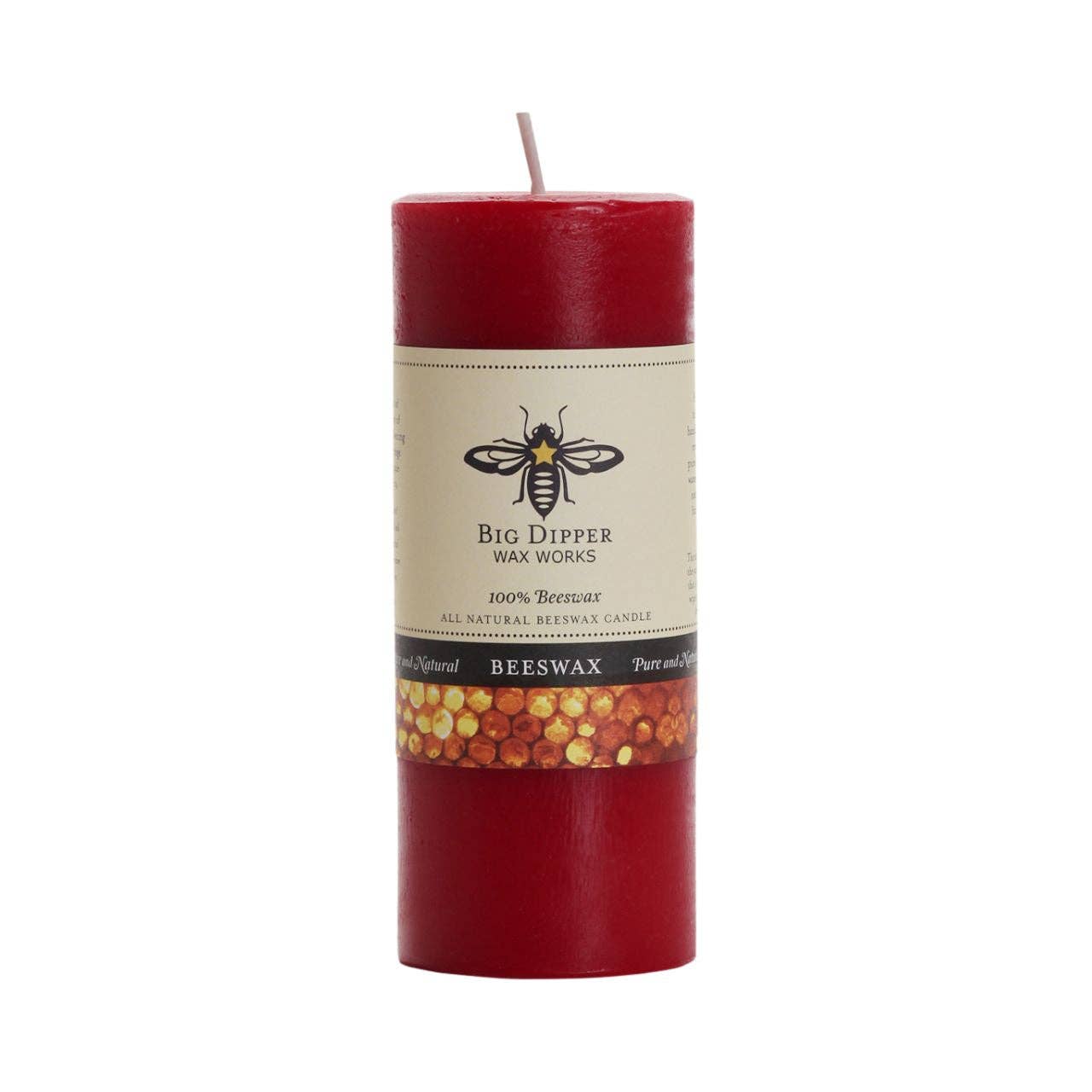 Pillar Candles – 100% Pure Beeswax – Multiple Sizes & Colors: Small (2" x 4.75") / Red