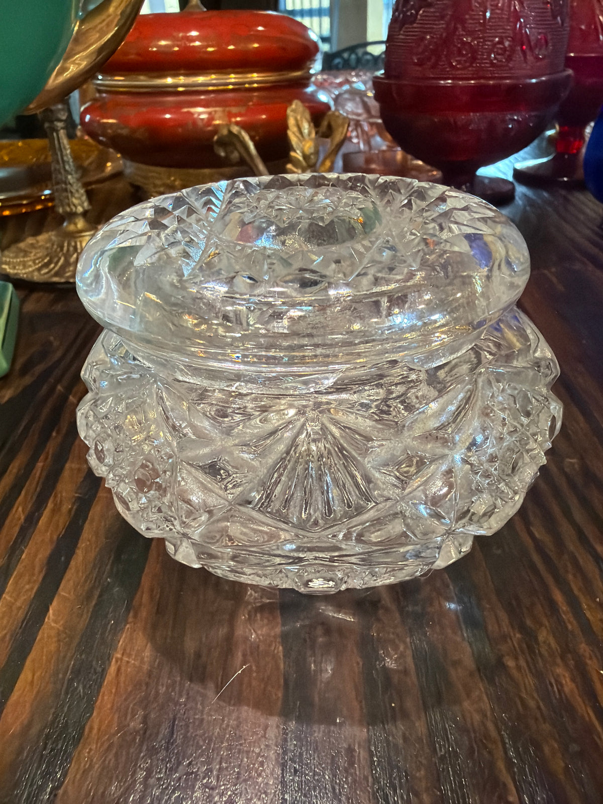 American Brilliant Period cut glass powder or trinket jar
