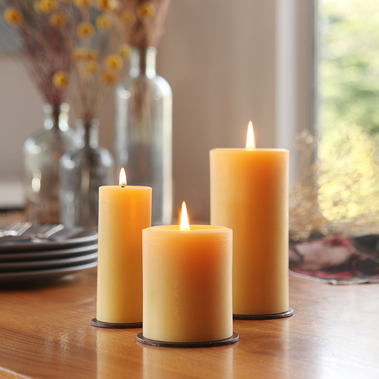 Pillar Candles – 100% Pure Beeswax – Multiple Sizes & Colors: Small (2" x 4.75") / Ivory