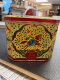 Rileys Toffee Tin Hunting Scenes Man and Maiden on Horseback Dogs Deer Fox Rabbit Hinged Lid Made in England