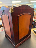 Cherry Wood and Leather Wastebasket