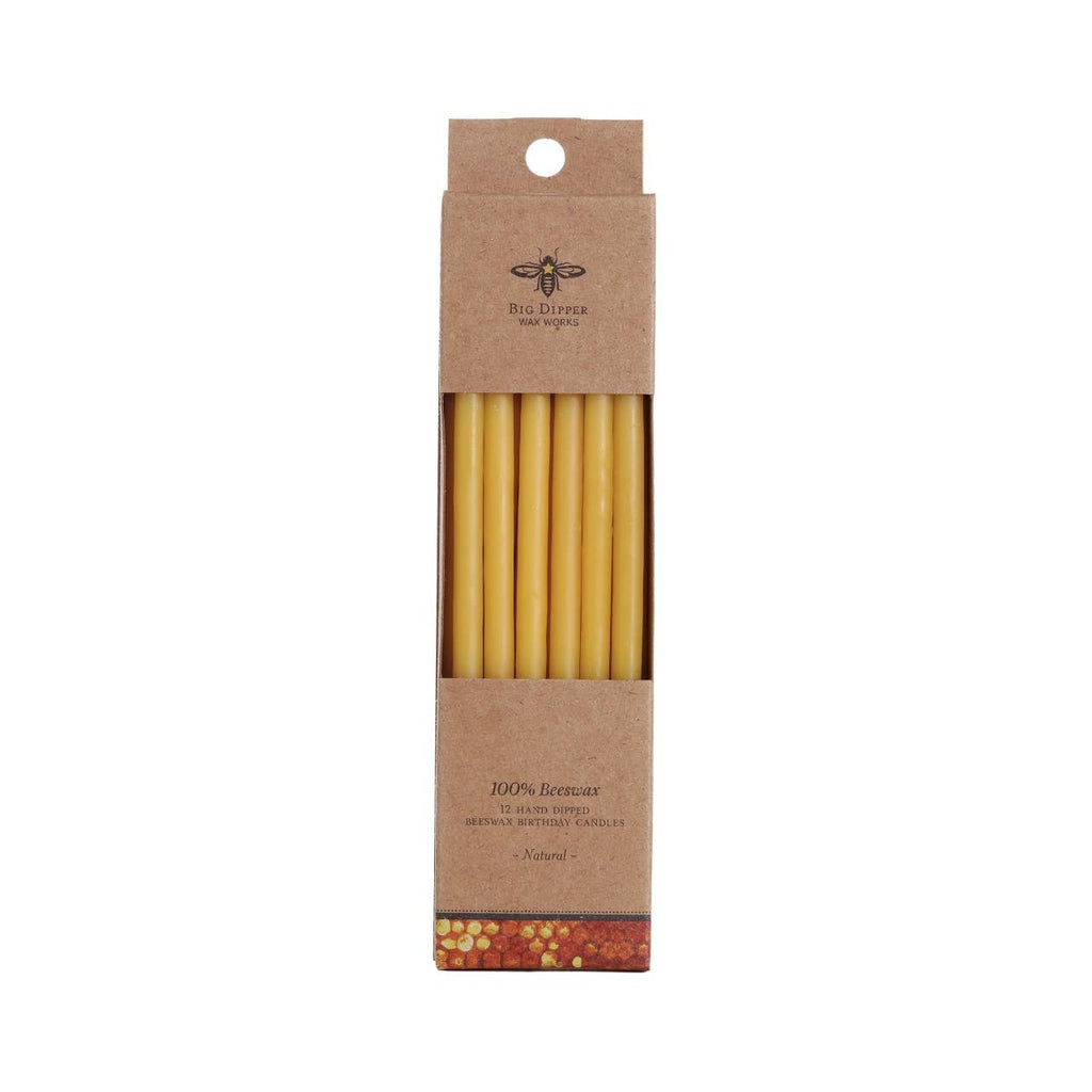 Birthday Candles – 100% Pure Beeswax – 6” Hand-Dipped: Natural 12 Candles Each