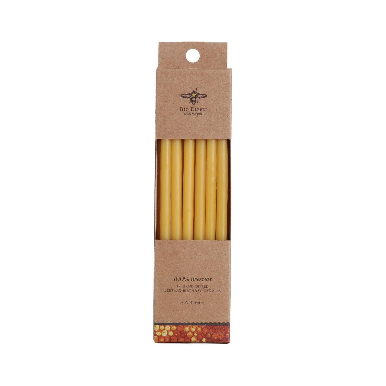 Birthday Candles – 100% Pure Beeswax – 6” Hand-Dipped: Natural 12 Candles Each