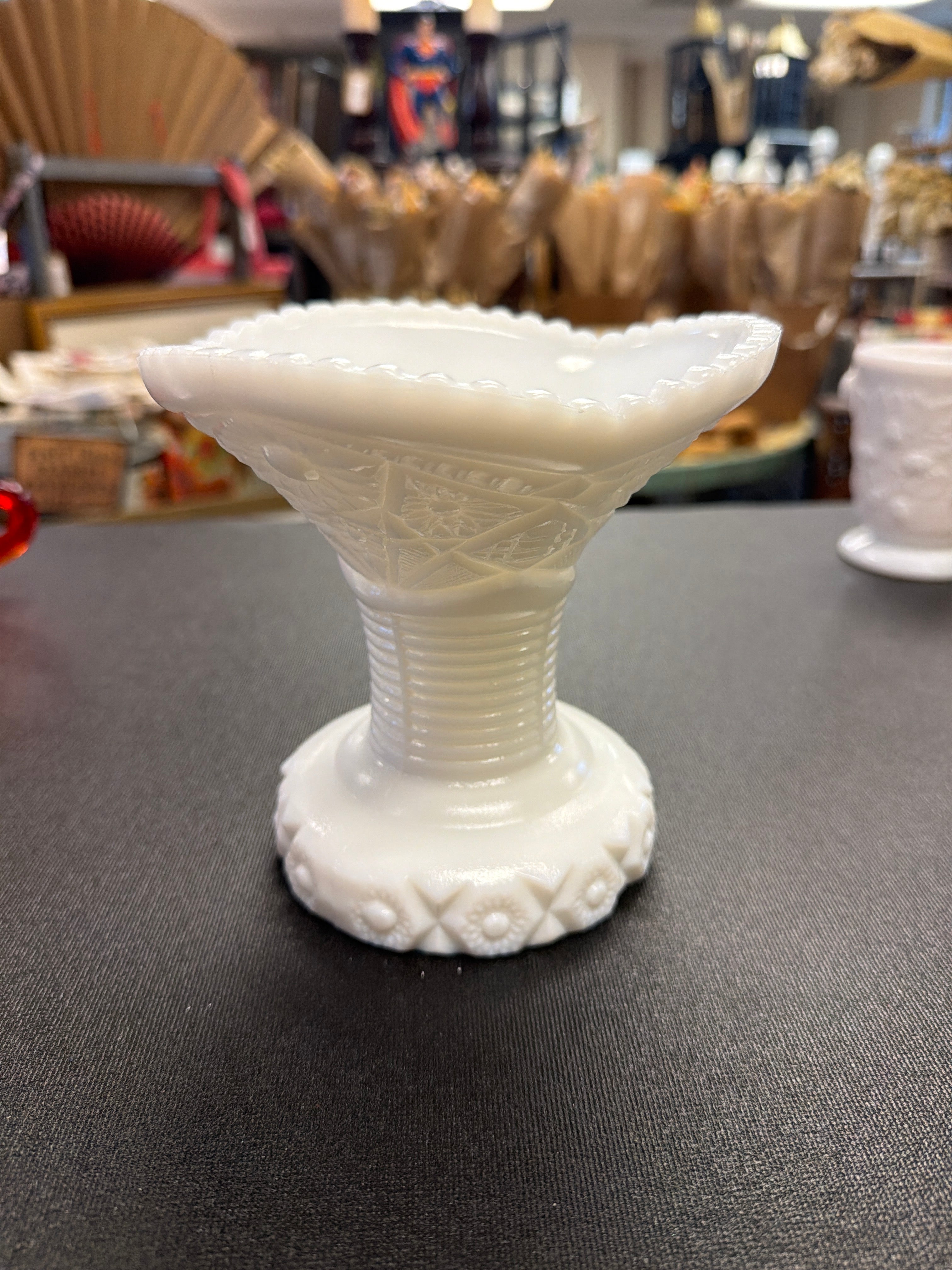 Vintage white milk glass pedestal bowl