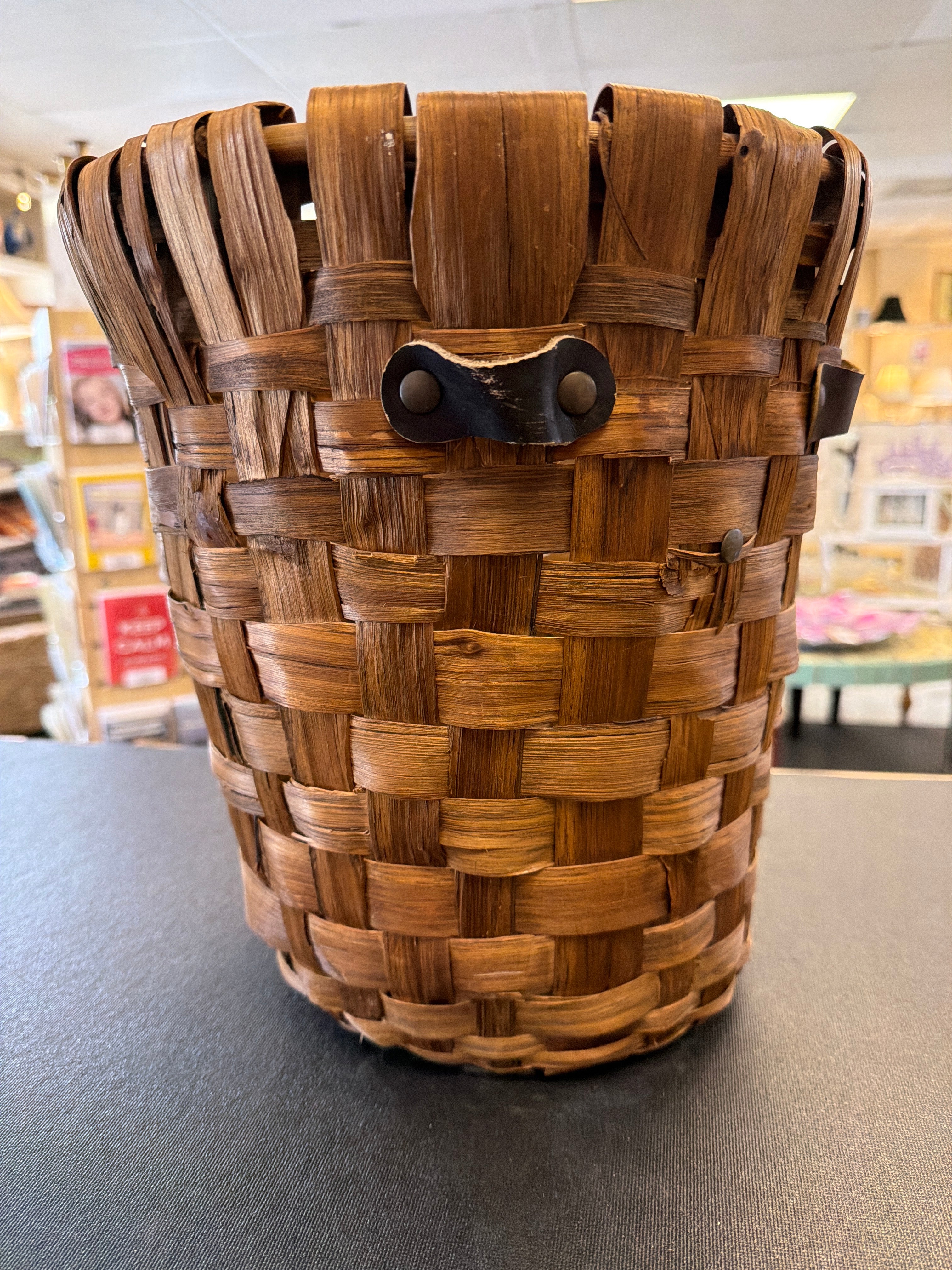 Vintage Woven Palm Leaf Basket