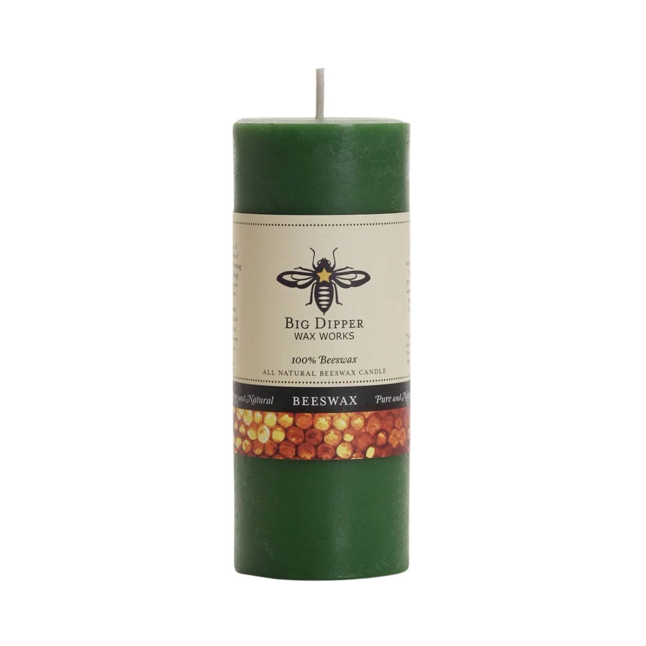 Pillar Candles – 100% Pure Beeswax – Multiple Sizes & Colors: Small (2" x 4.75") / Moss