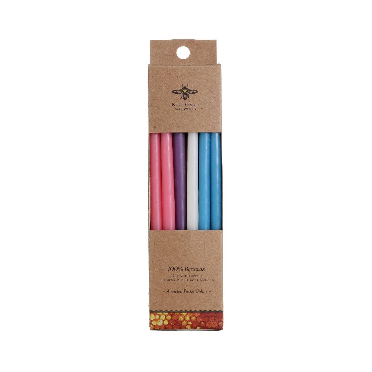 Birthday Candles – 100% Pure Beeswax – 6” Hand-Dipped: Natural 12 Candles Each