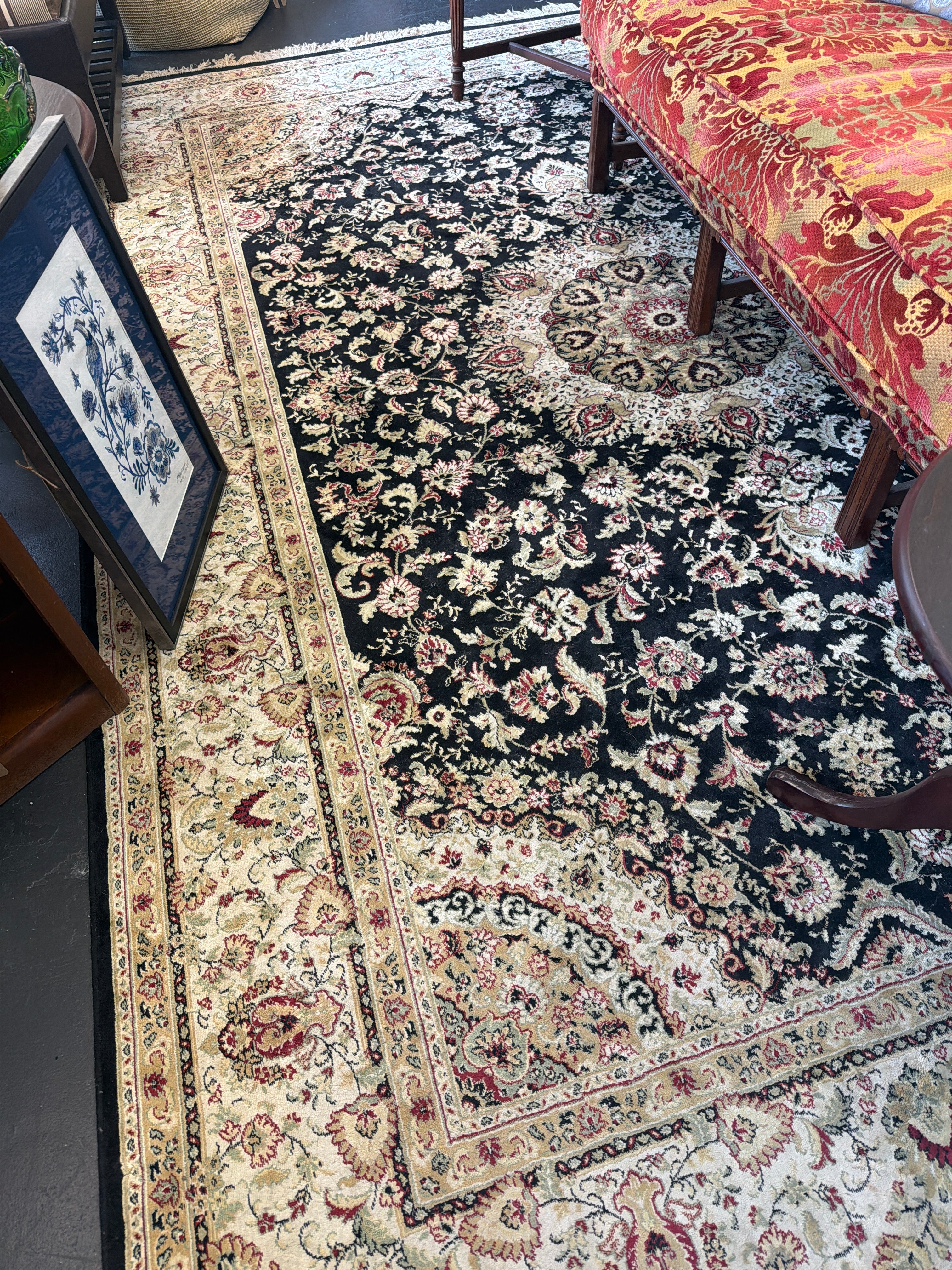 Pakistani black floral rug