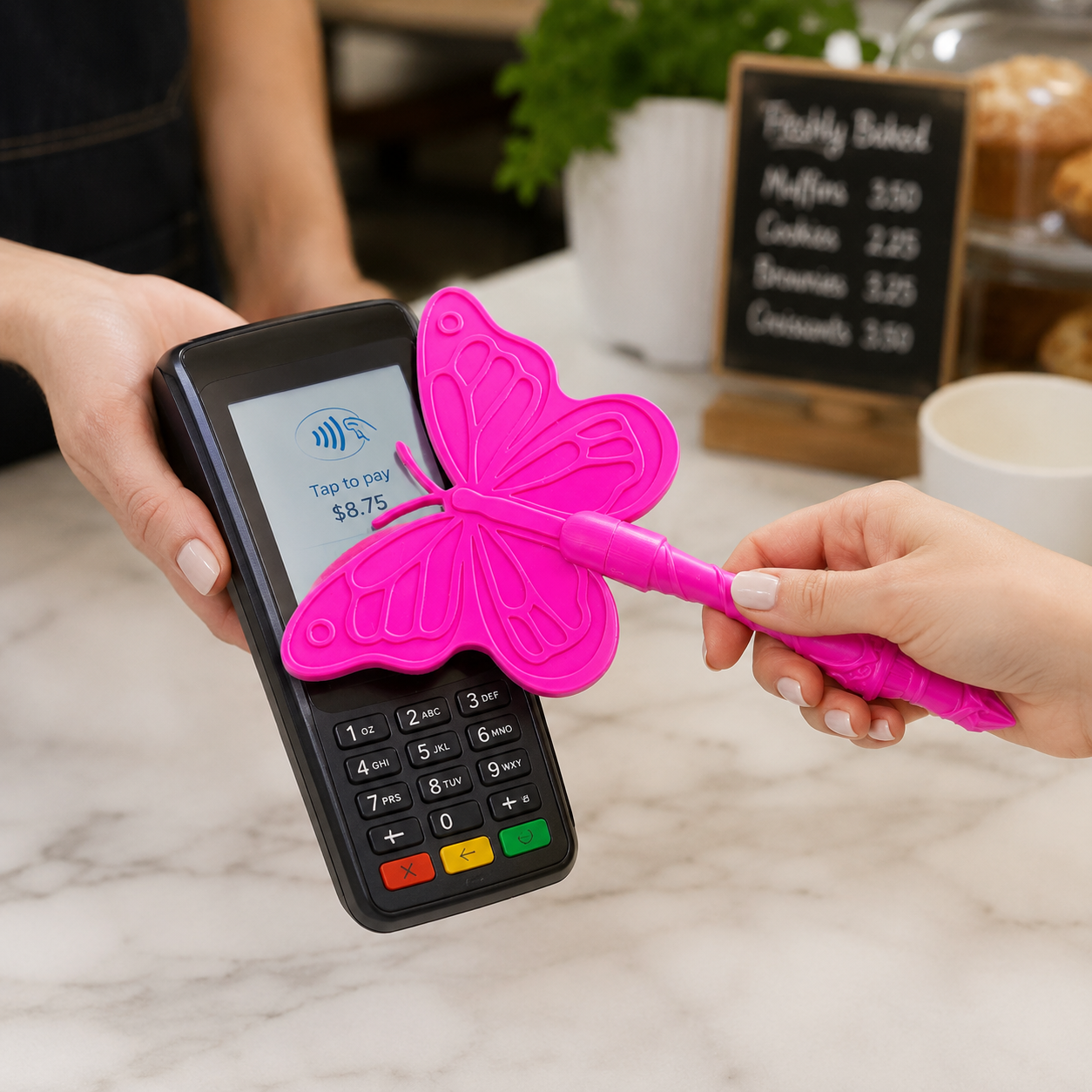 Tap to Pay Butterfly Wand - 3D Printed Credit Card Holder: Light Pink