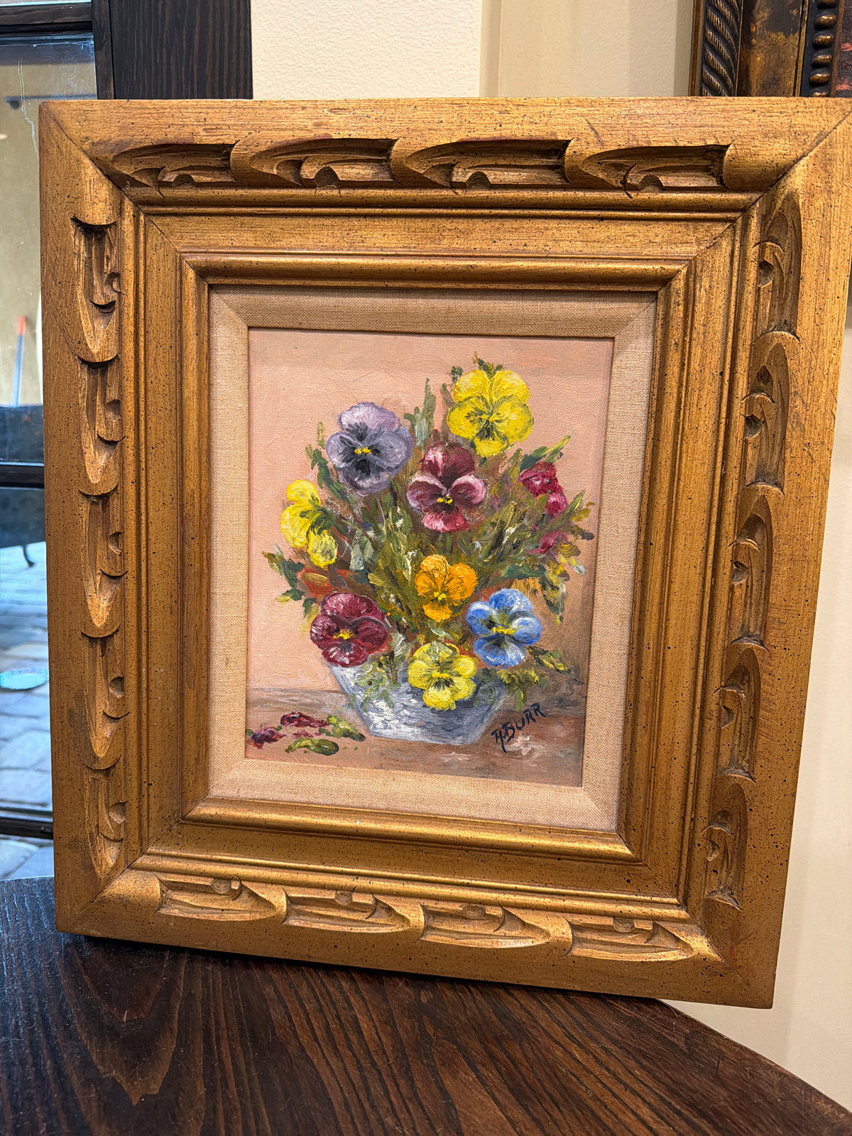 Floral Oil on Canvas- A. Burr
