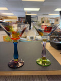 Pair of Hand Painted Crystal Martini Glasses Royal Danube Romania