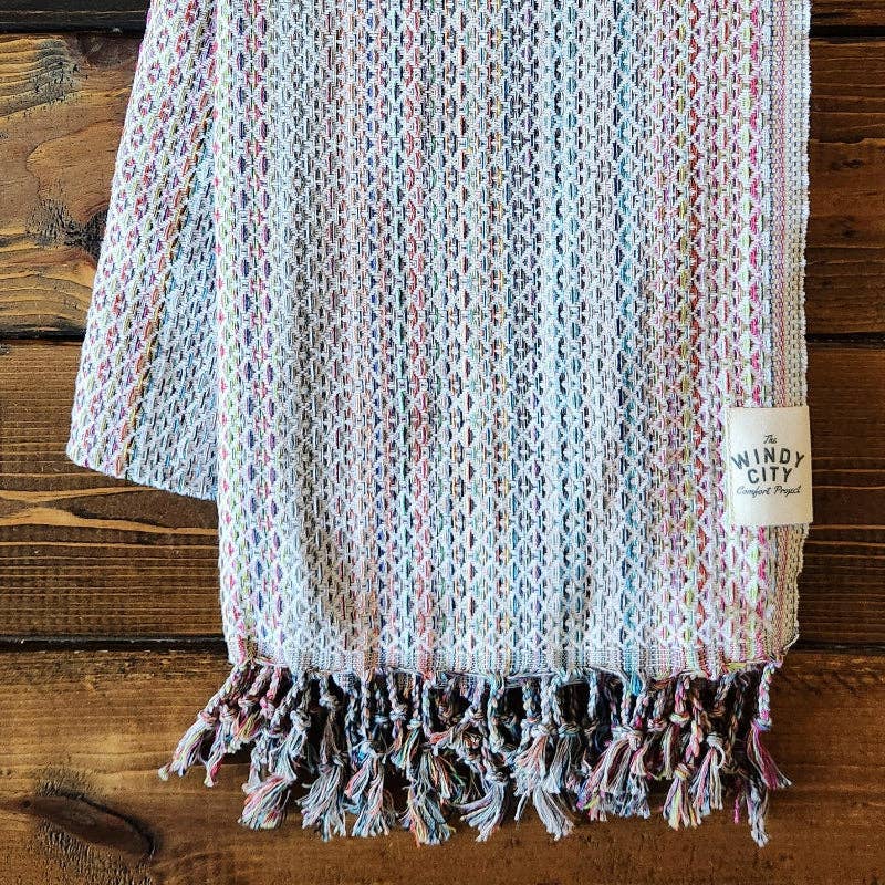 Spring Turkish Blanket - Rainbow Bright White