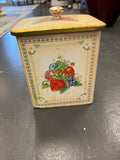 Vintage Knott's Berry Farm Shortbread Cookie Tin Container, Retro Tin Container With Fruit/Flower Designs.