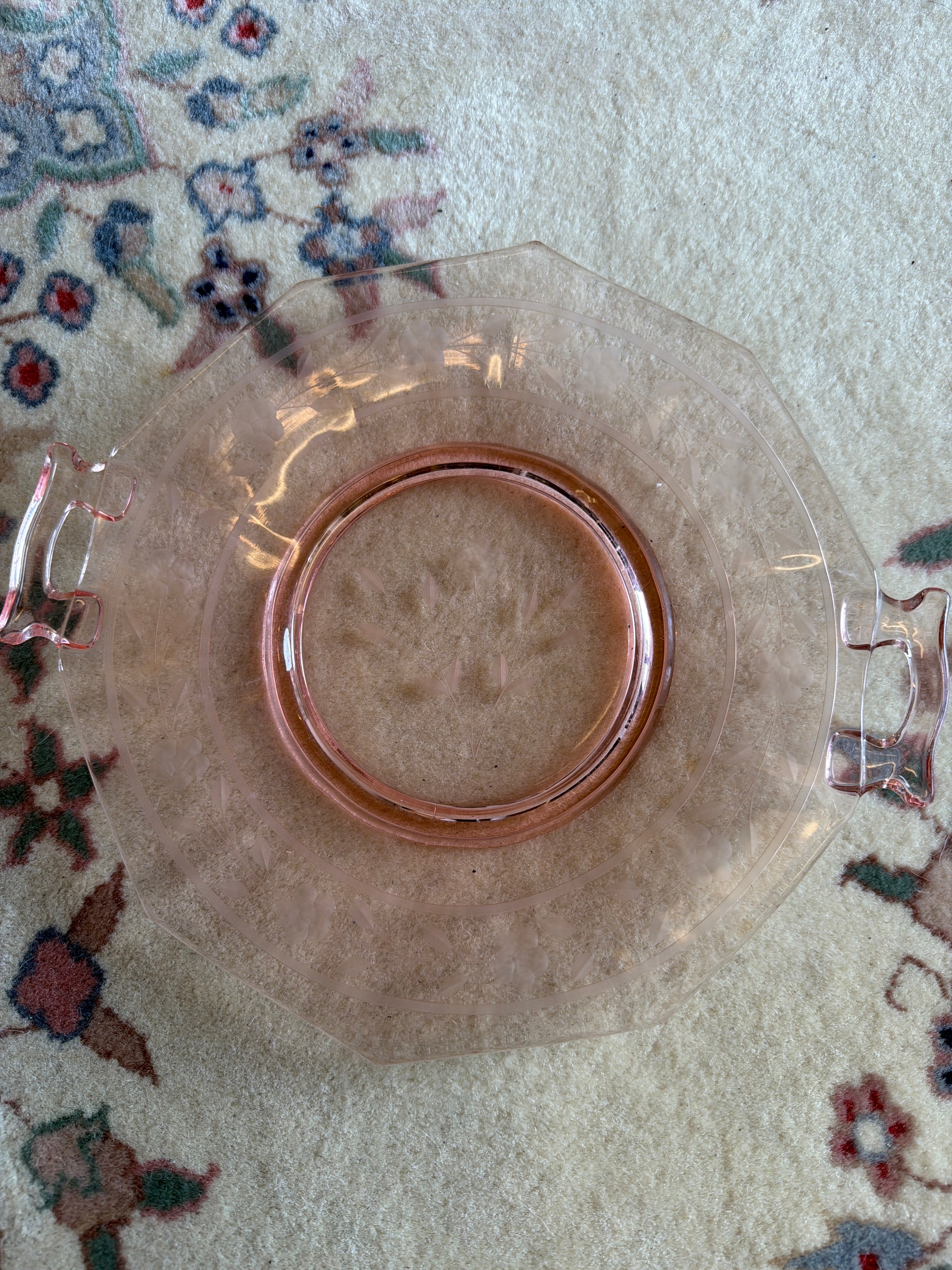 Vintage pink depression glass dish