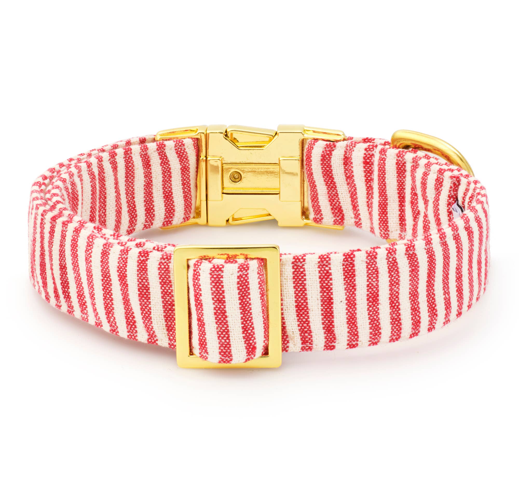 Red Stripe Dog Collar: XS / Gold