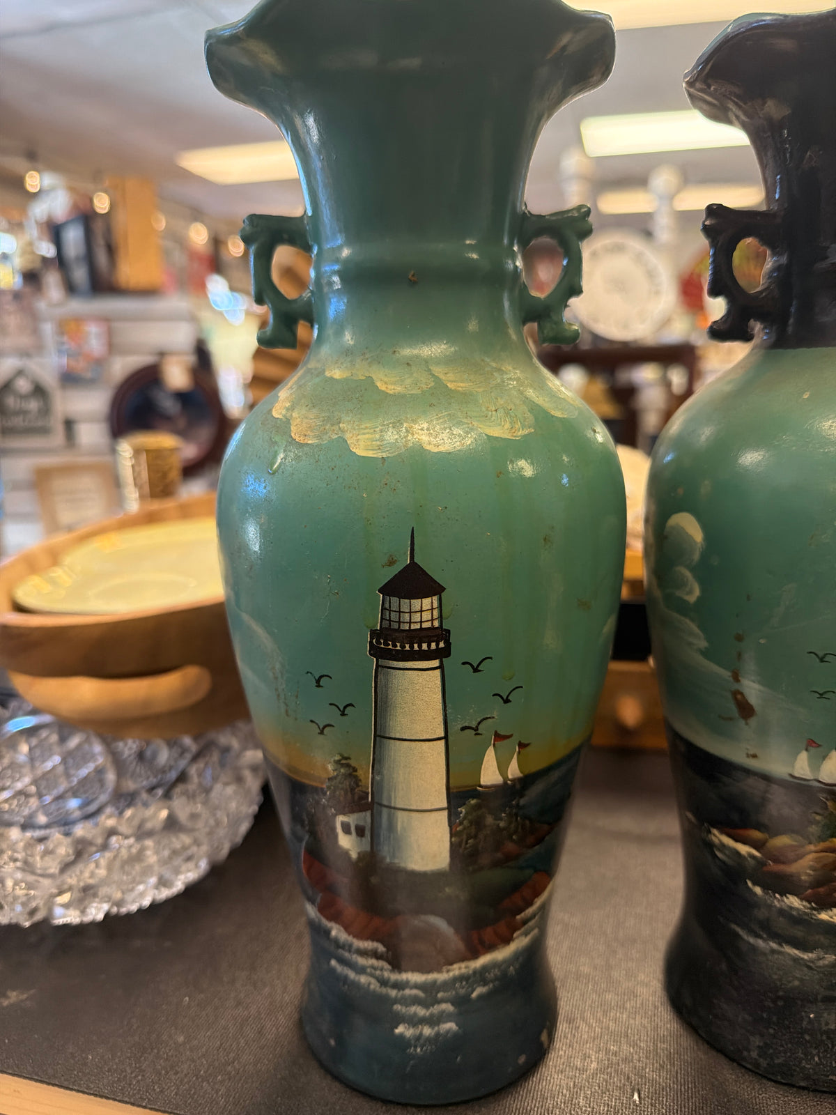 Hand-painted coastal lighthouse