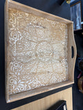 Whitewashed wooden tray