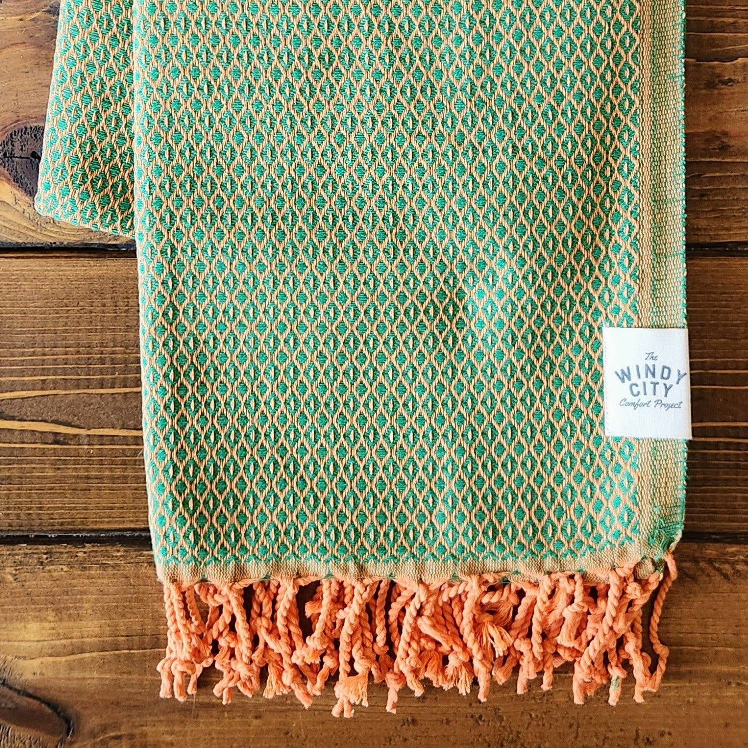 Spring Turkish Blanket - Green/Orange Dots