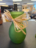 Green raffia bud vase