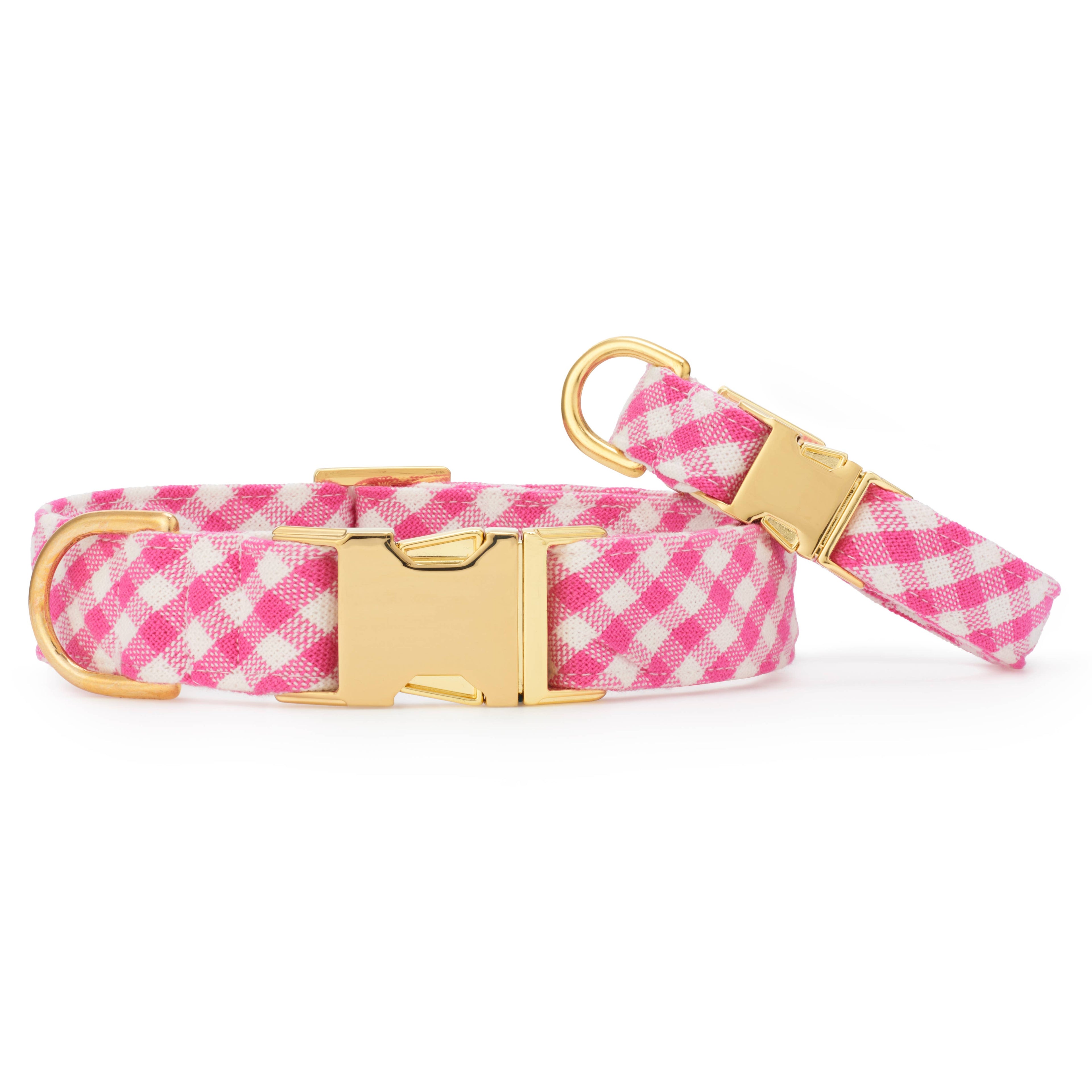 Hot Pink Gingham Dog Collar: M