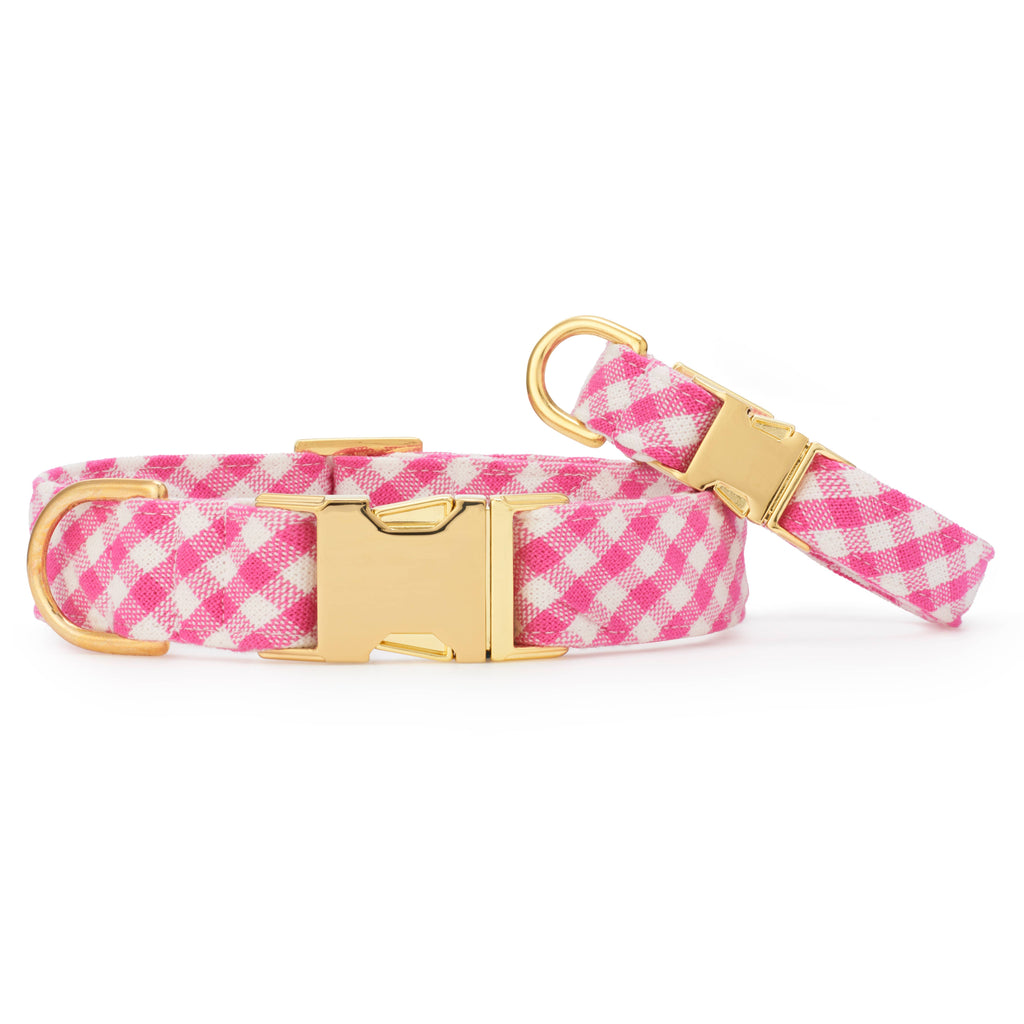 Hot Pink Gingham Dog Collar: L
