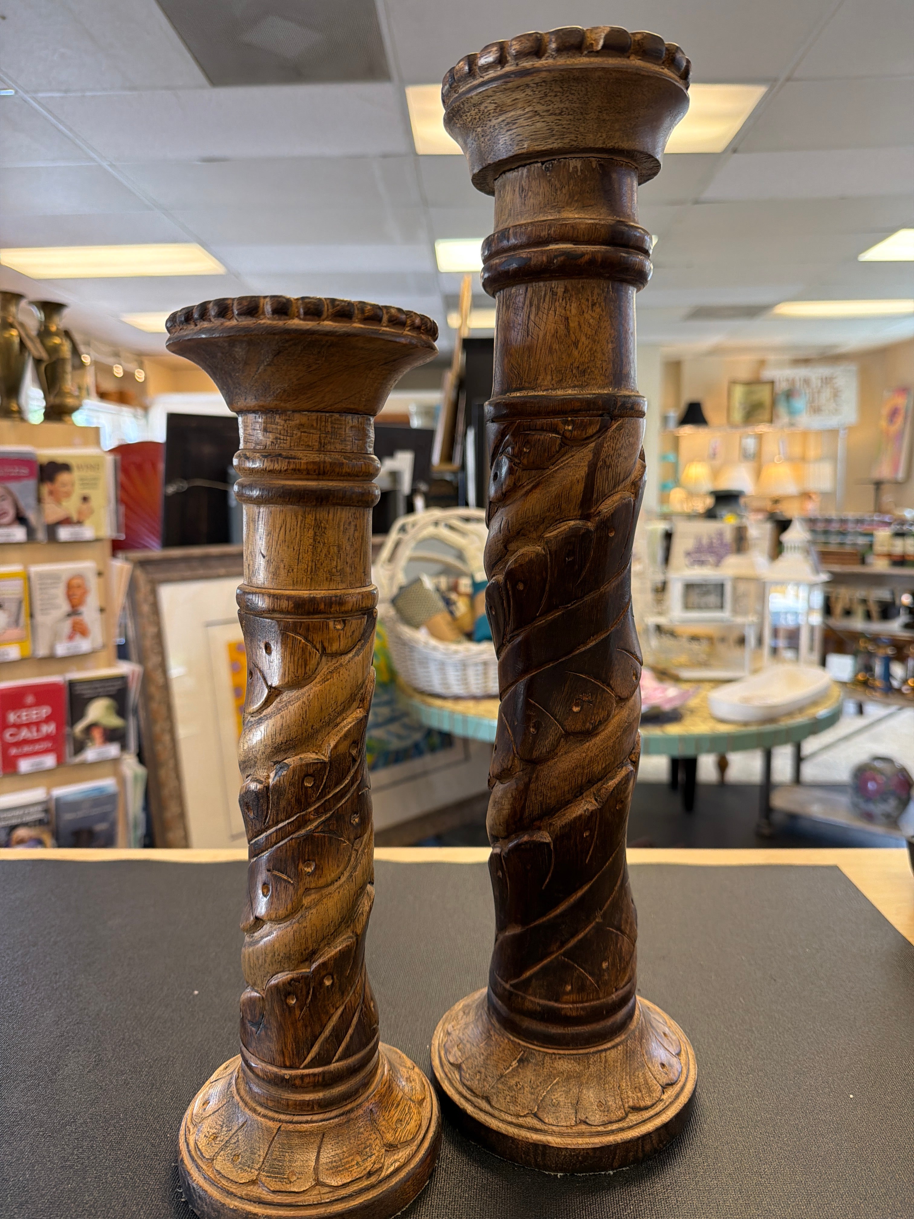 Vintage wooden candle stands