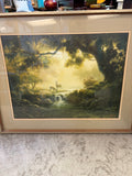 Dalhart Windberg framed print titled "Woodland Reflections" (or "Woodland Reflection"), which often features a serene forest scene with deer near a waterfall.