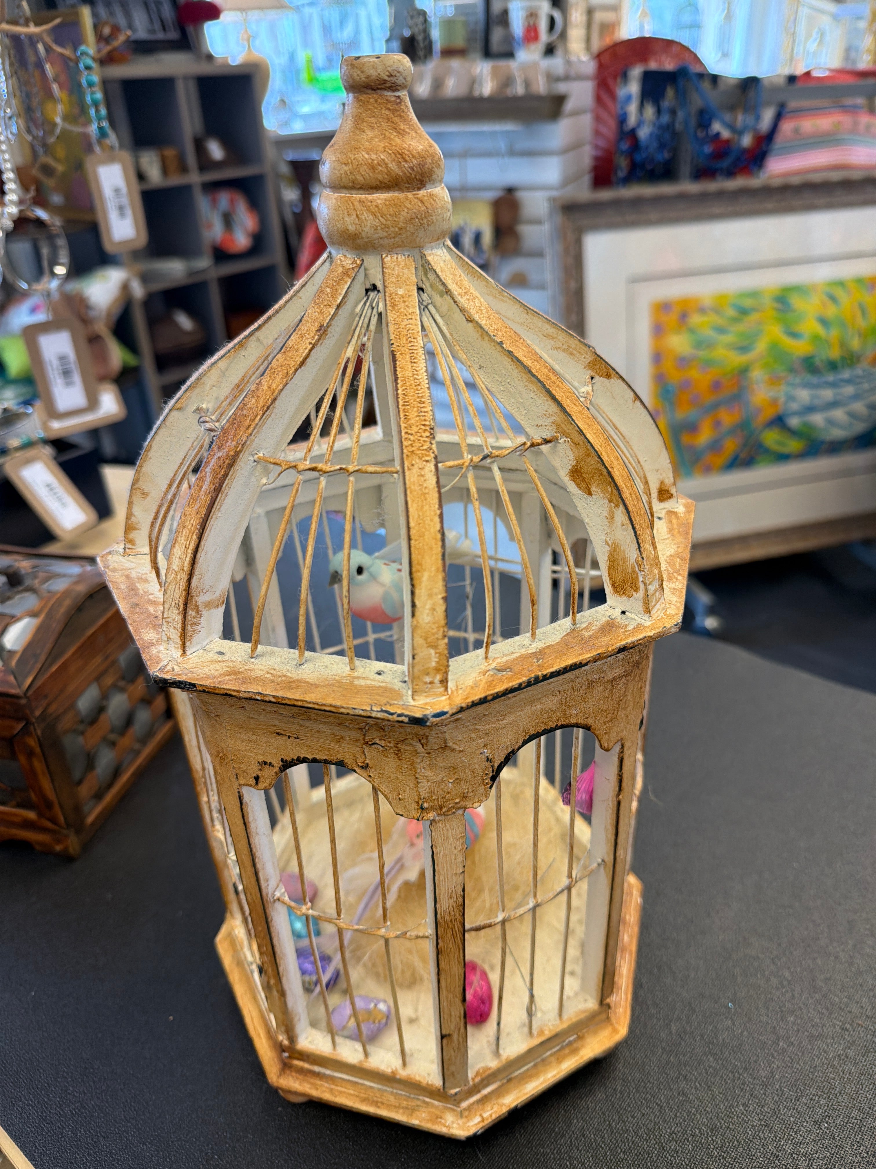 Vintage Birdcage with birds