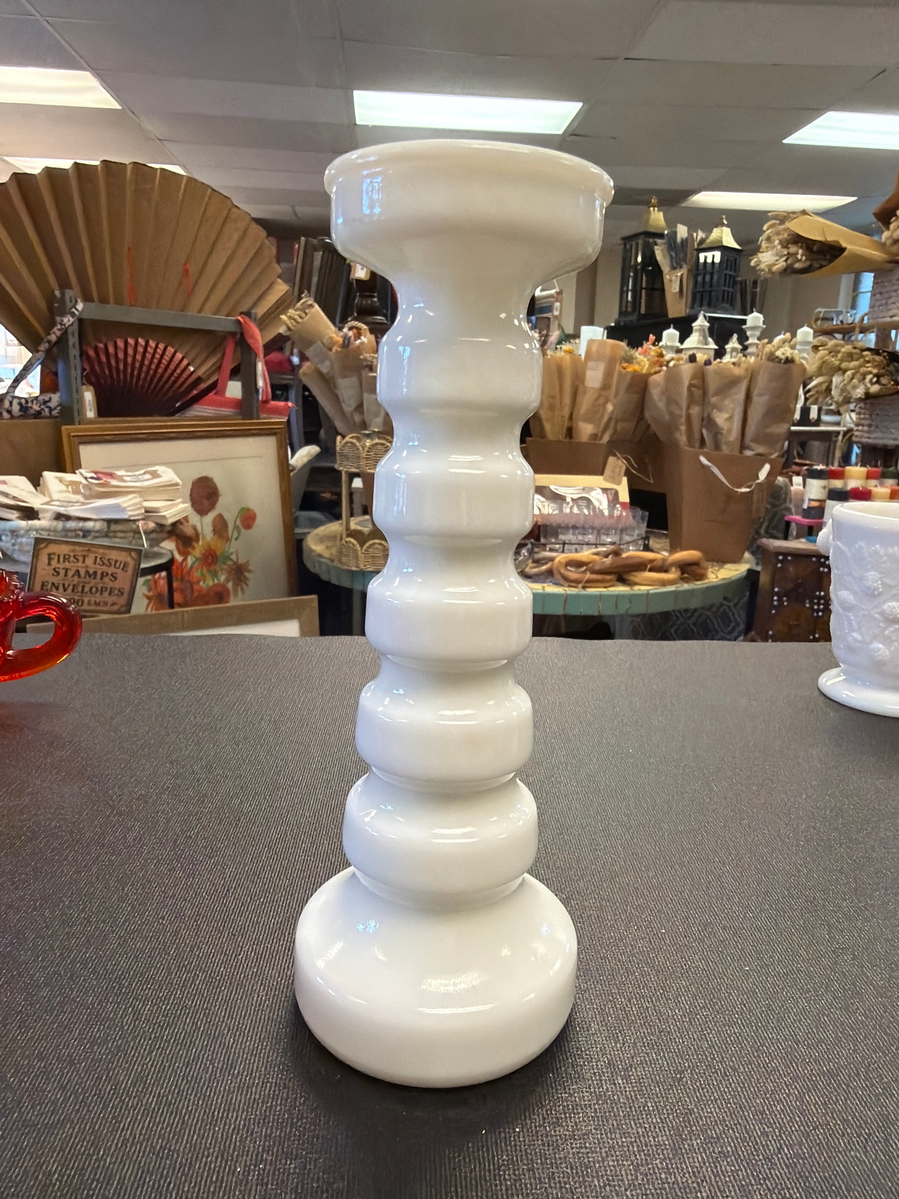 Vintage Anchor Hocking milk glass candle holder.
