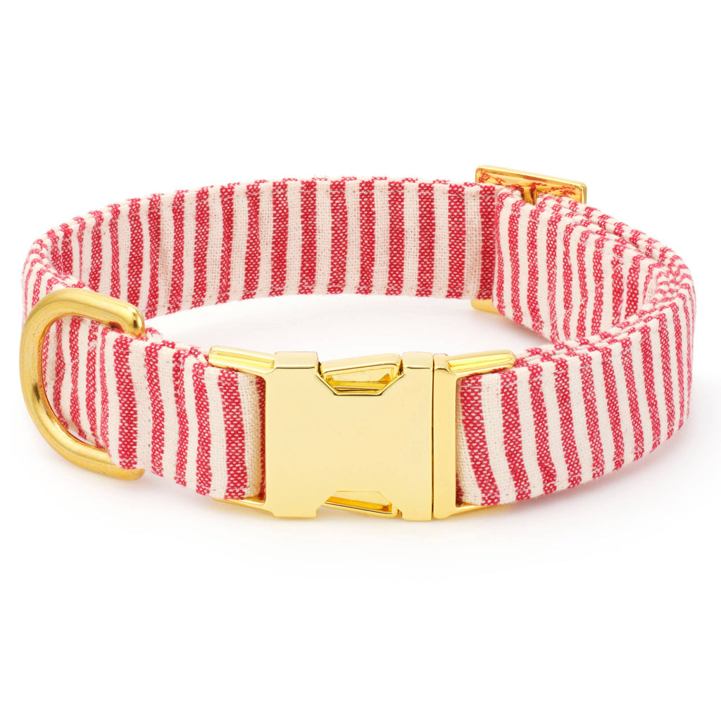 Red Stripe Dog Collar: M / Gold