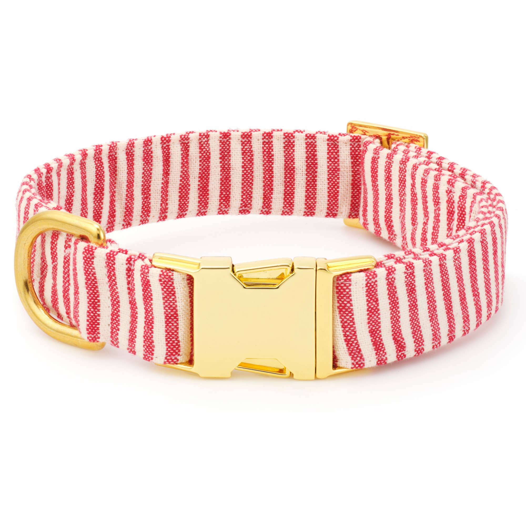 Red Stripe Dog Collar: M / Gold