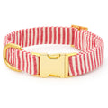 Red Stripe Dog Collar: L / Gold