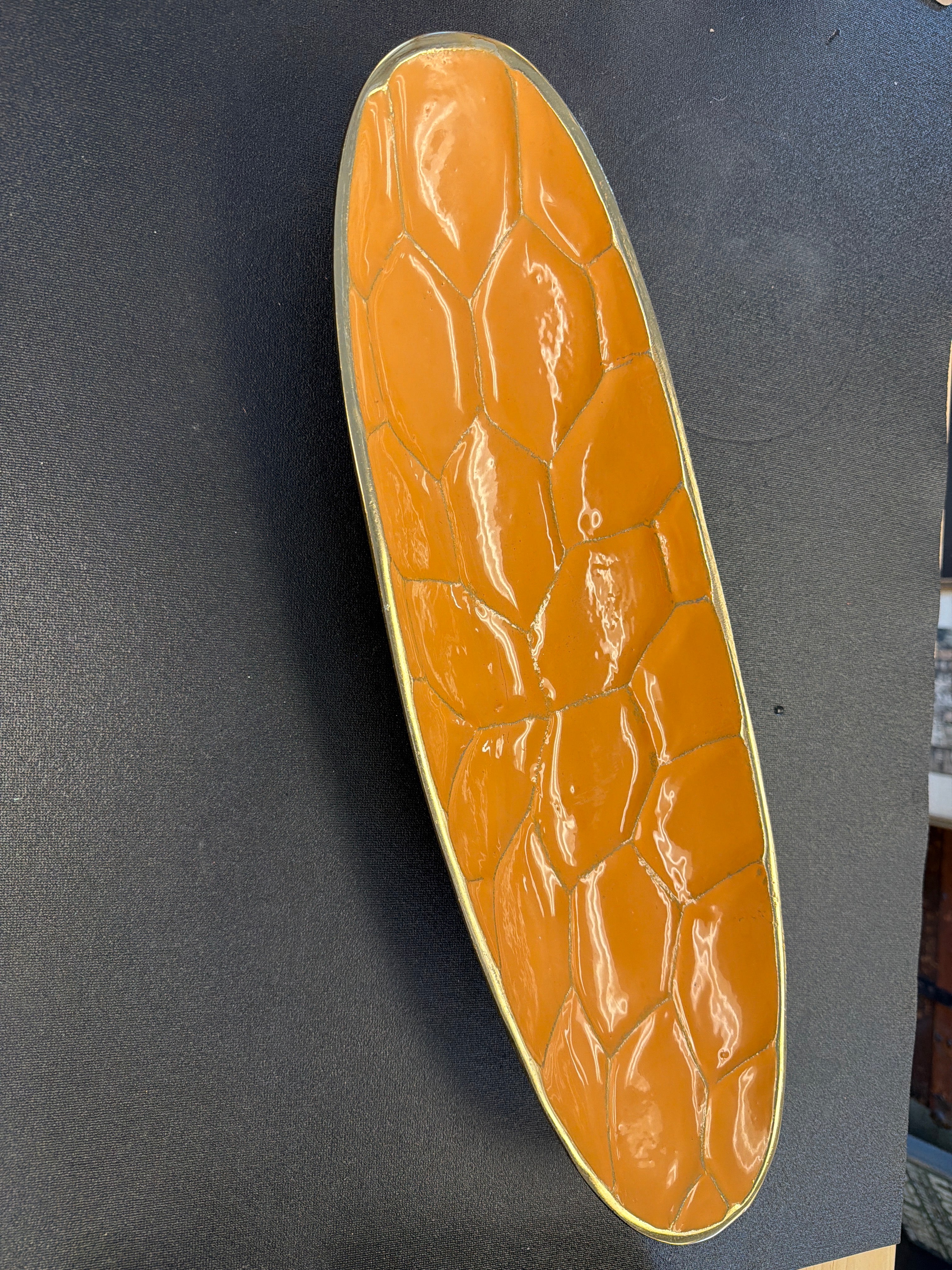 Ceramic orange and gold tray