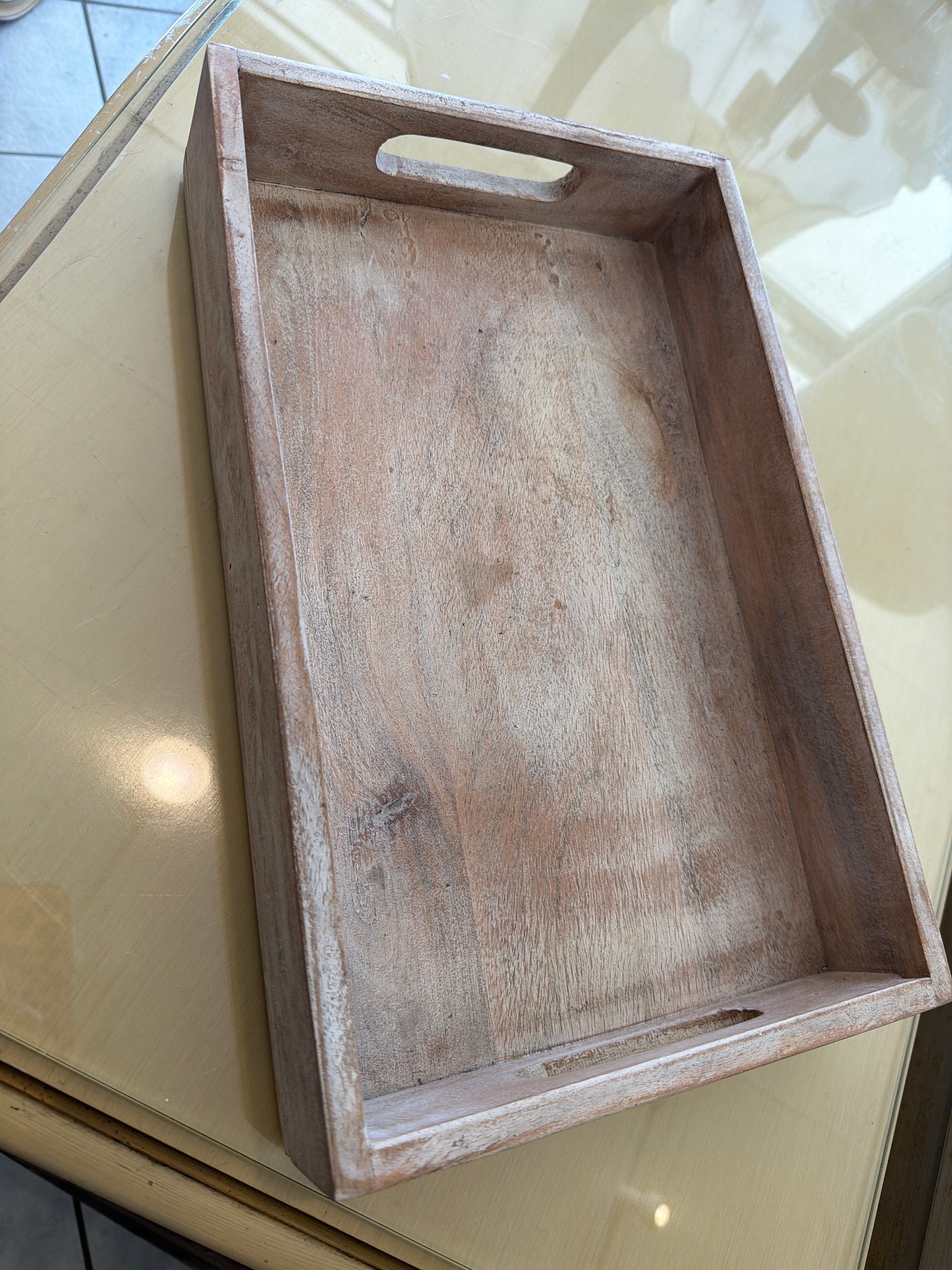 Washed wood serving tray