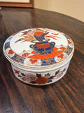 Vintage Japanese Imari porcelain round covered trinket box