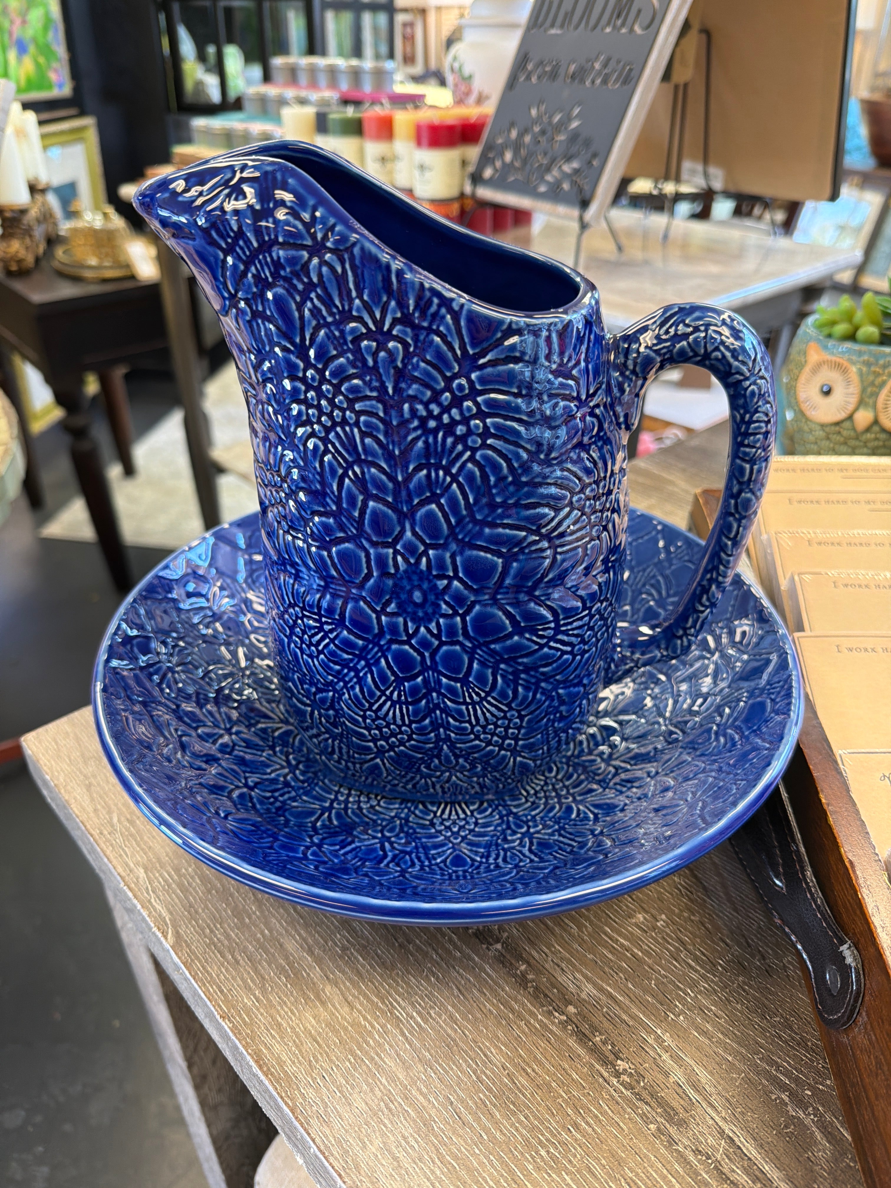 Beaver Farm Pottery pitcher and bowl