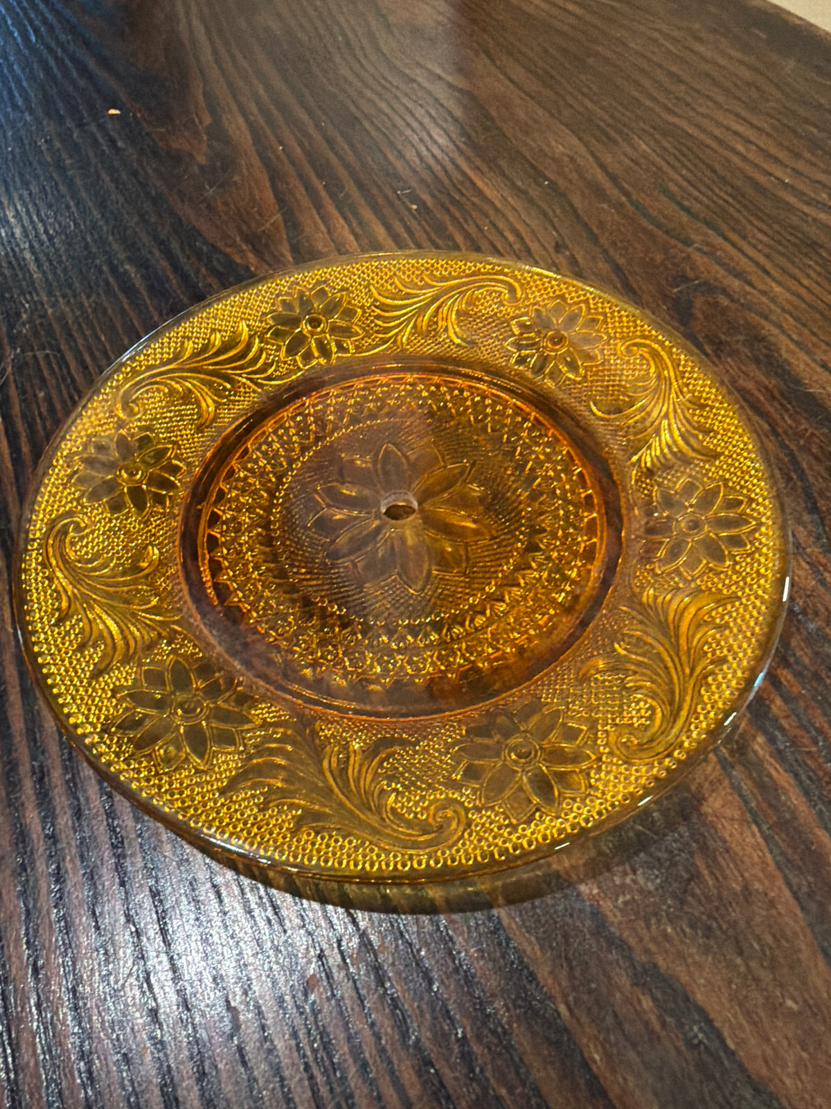 vintage Indiana Tiara Amber Sandwich Glass Luncheon/Salad Plate