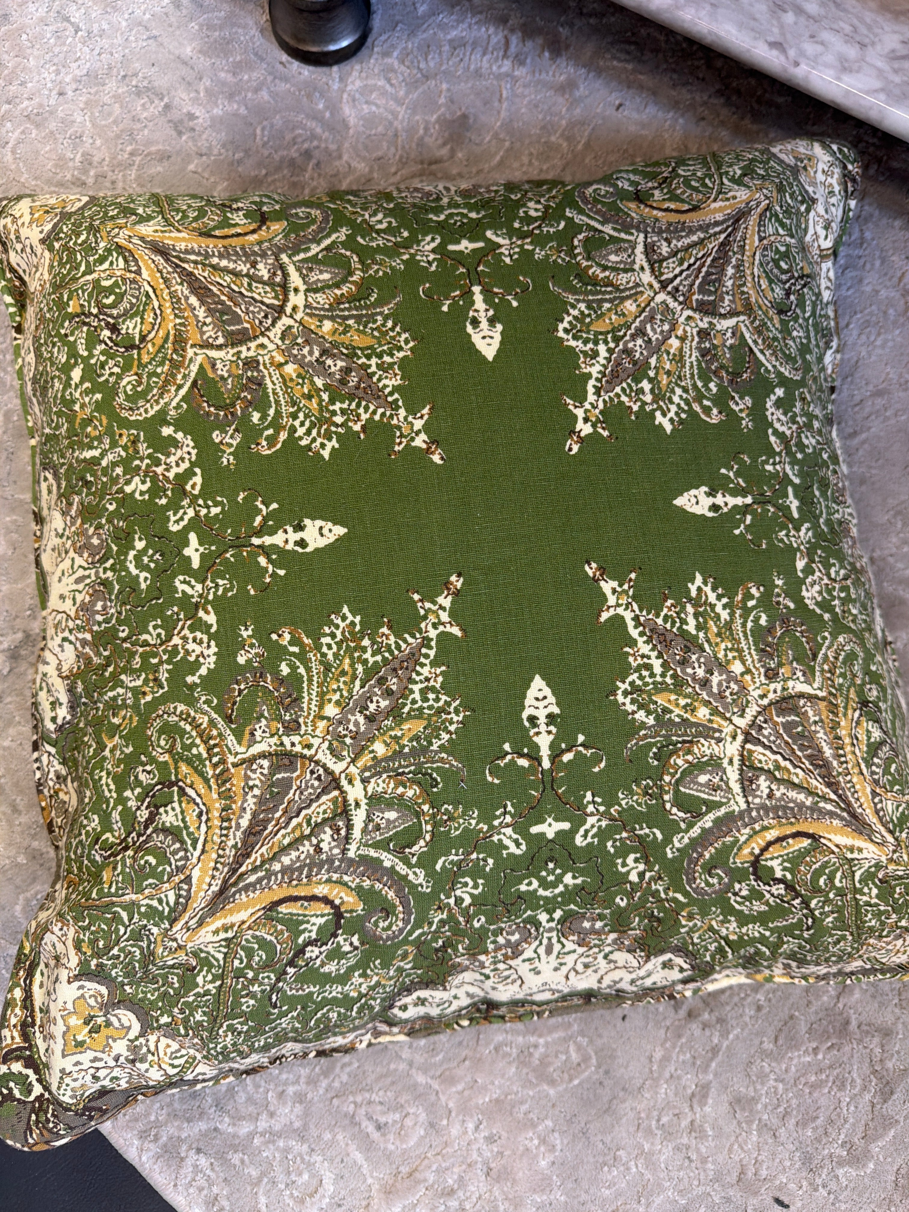 Green and gold pillow
