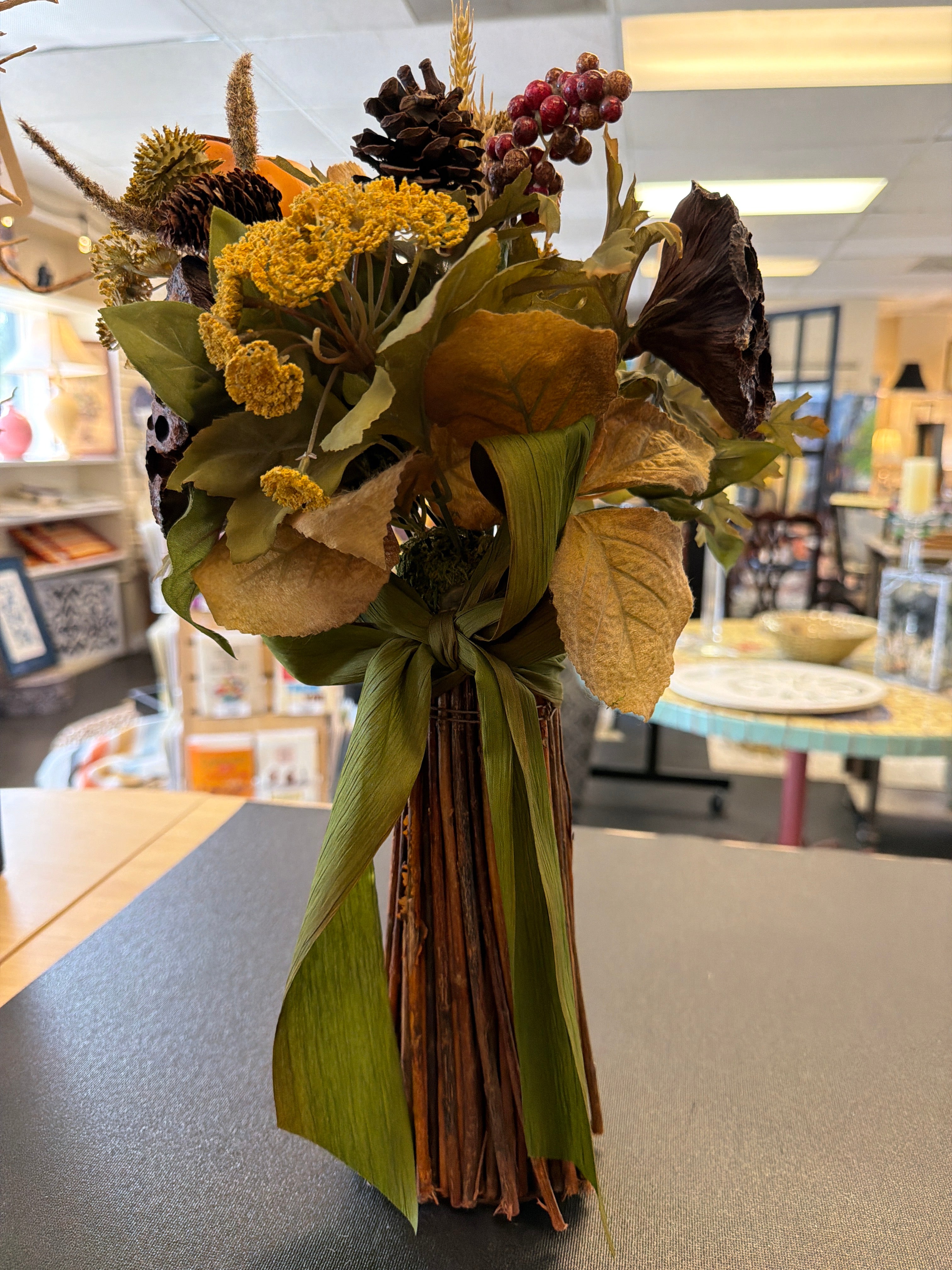 Dried floral arrangement