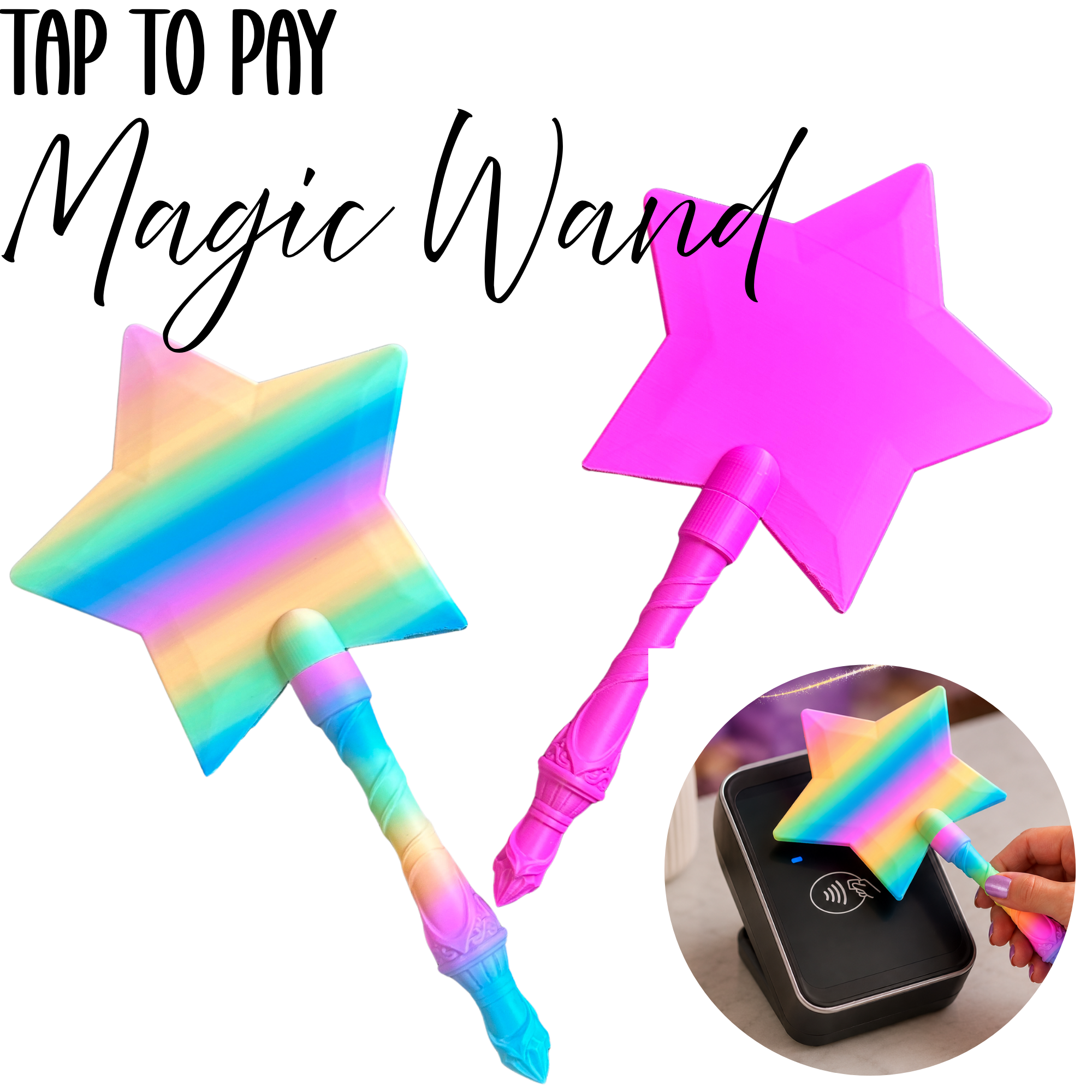Tap to Pay Magic Star Wand - 3D Printed Credit Card Holder: Light Pink