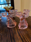 Pair Pink Angel Candleholders
