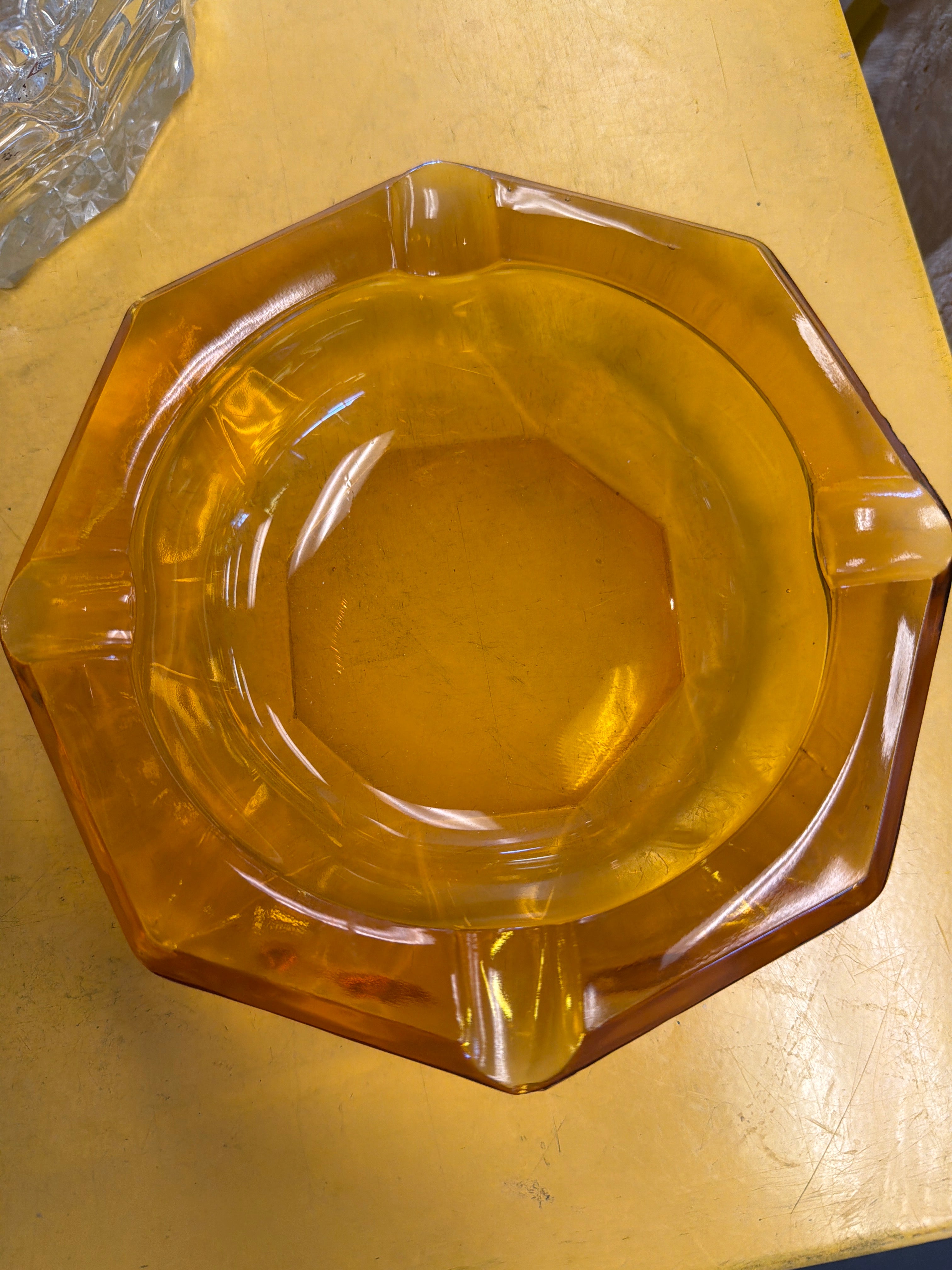 MCM amber glass ashtray