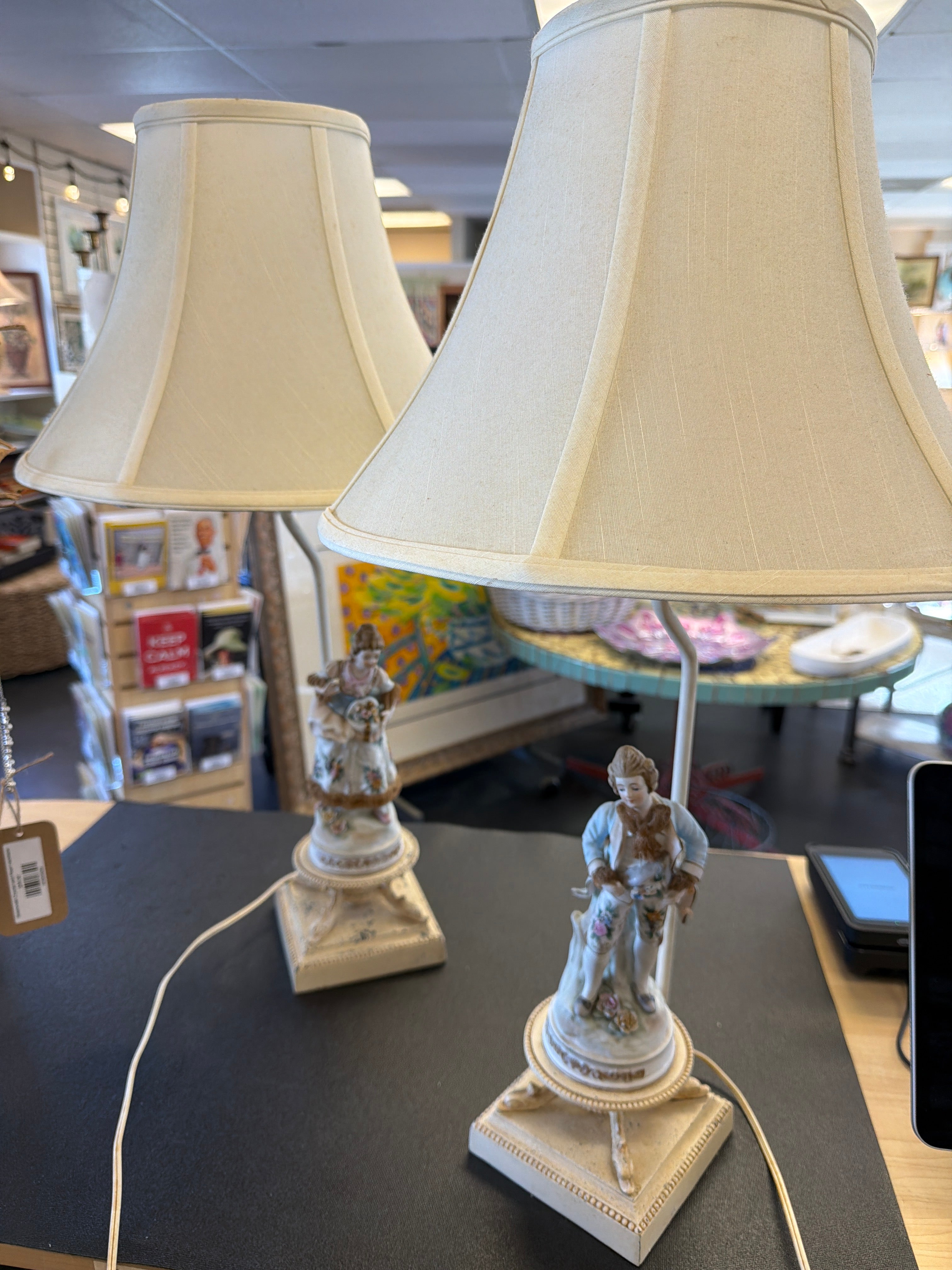 Pair antique lamps