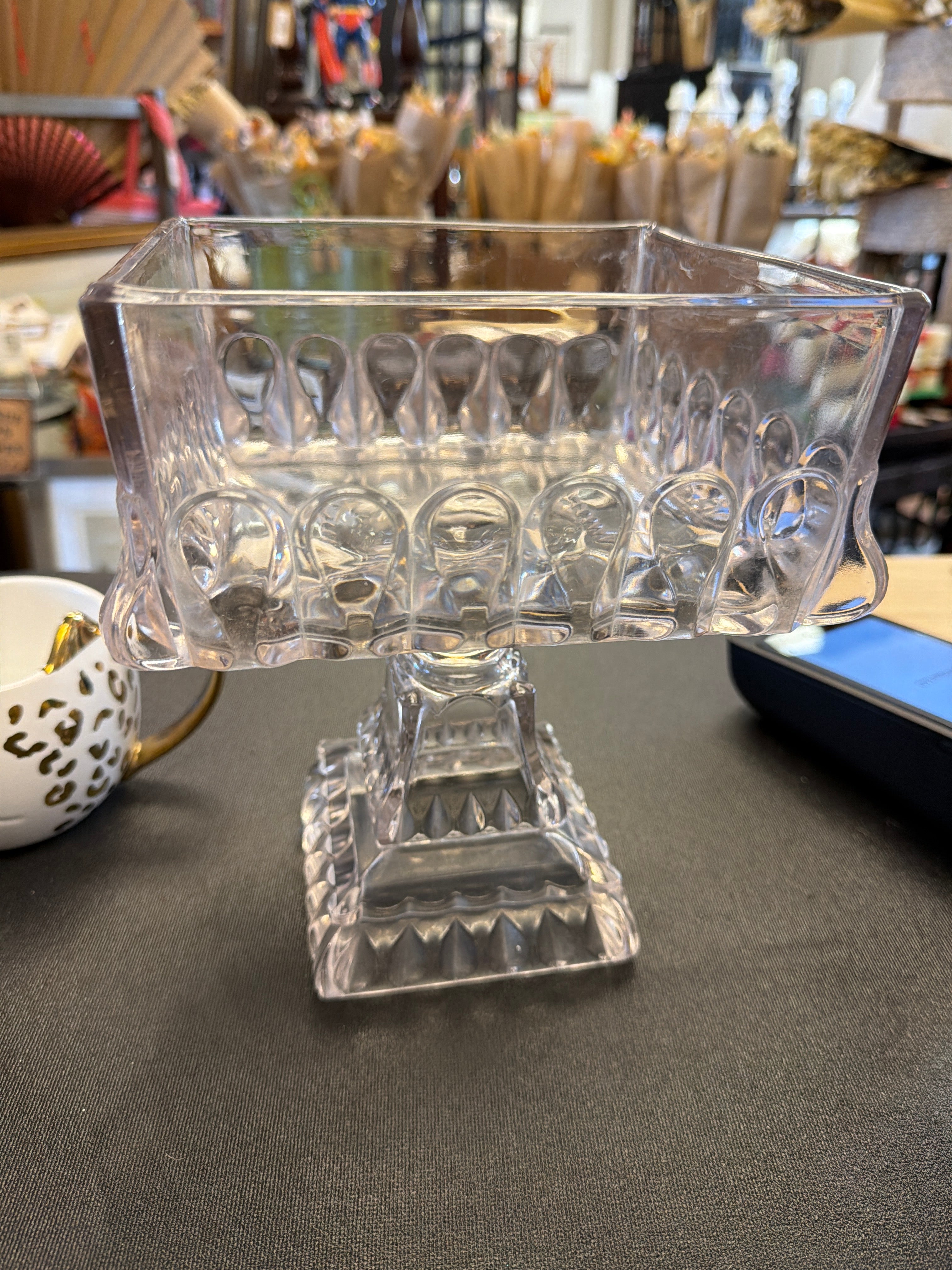 Vintage Jeannette Glass Company wedding compote dish