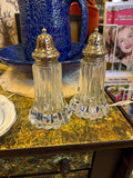 Vintage Large Crystal Salt and Pepper Shakers