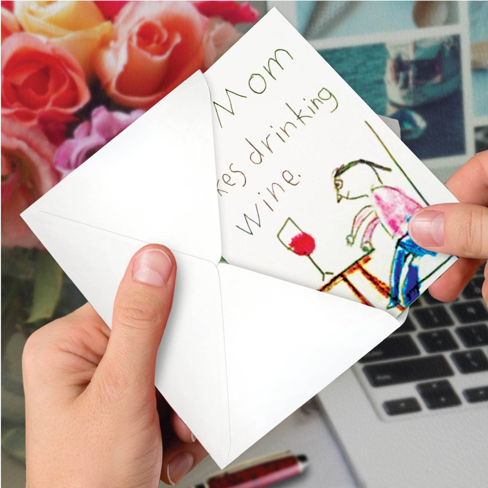 NobleWorks - Mom Drinks Wine - 5x7in Greeting Card